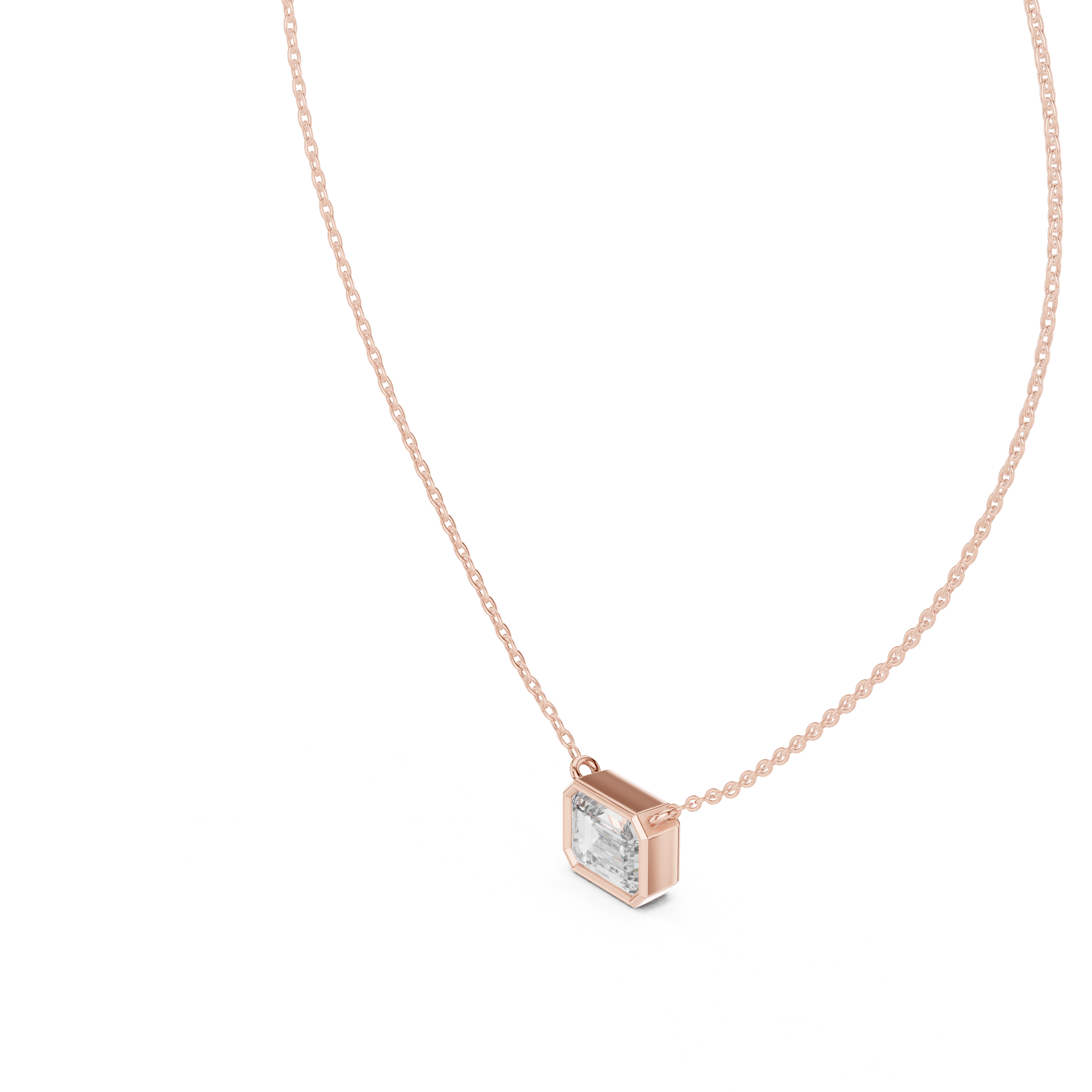 Minimalist Emerald Cut Solitaire Bezel Necklace