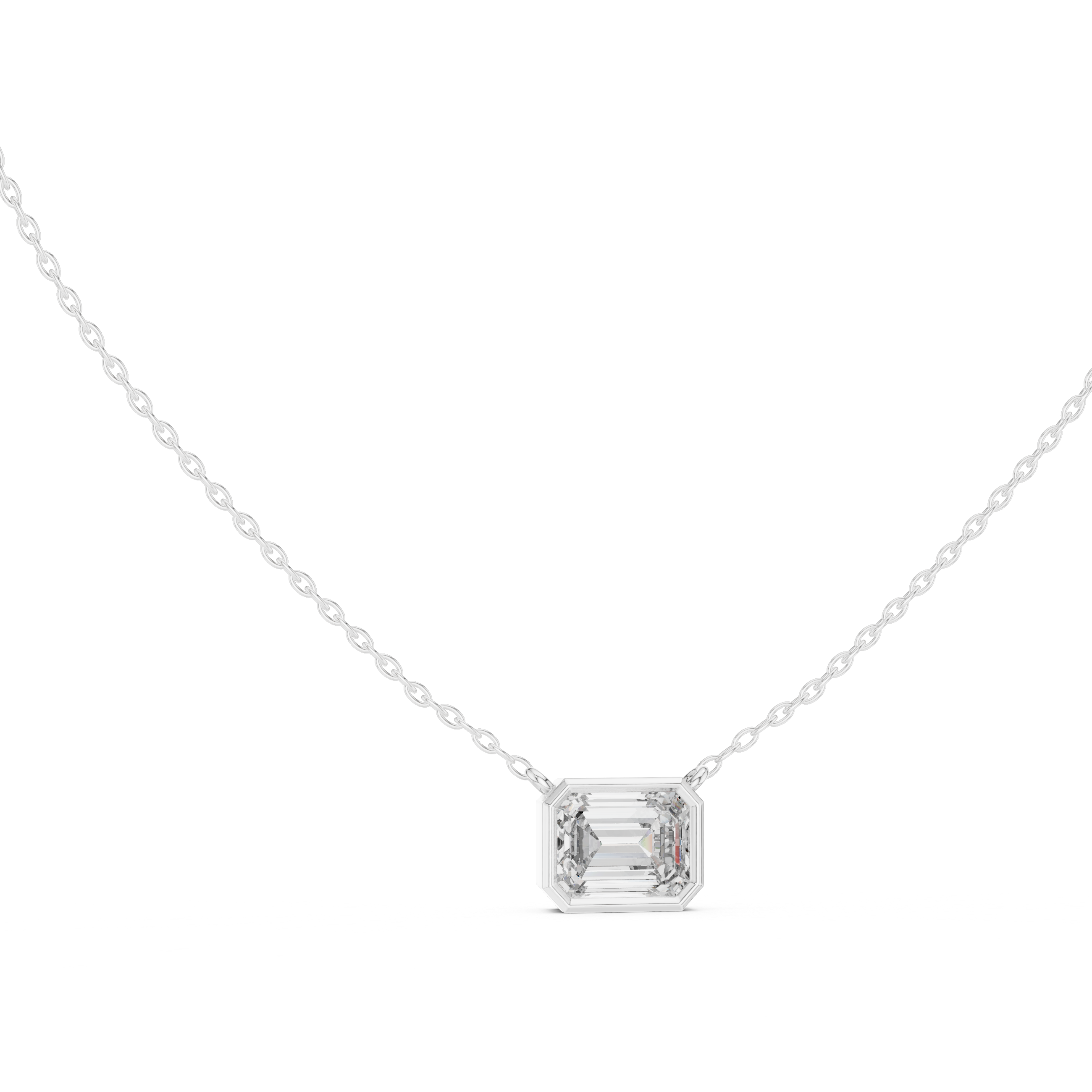 Minimalist Emerald Cut Solitaire Bezel Necklace