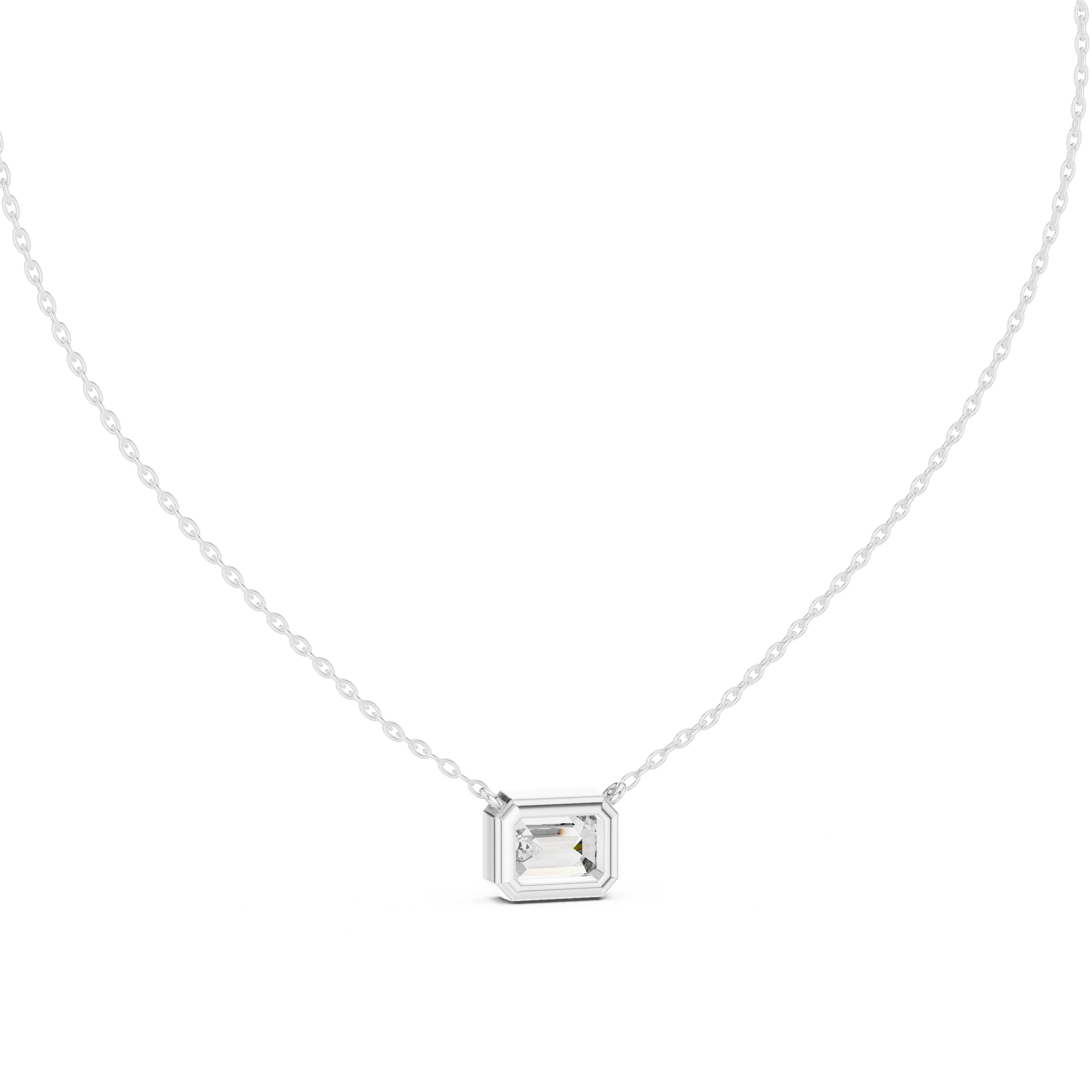 Minimalist Emerald Cut Solitaire Bezel Necklace