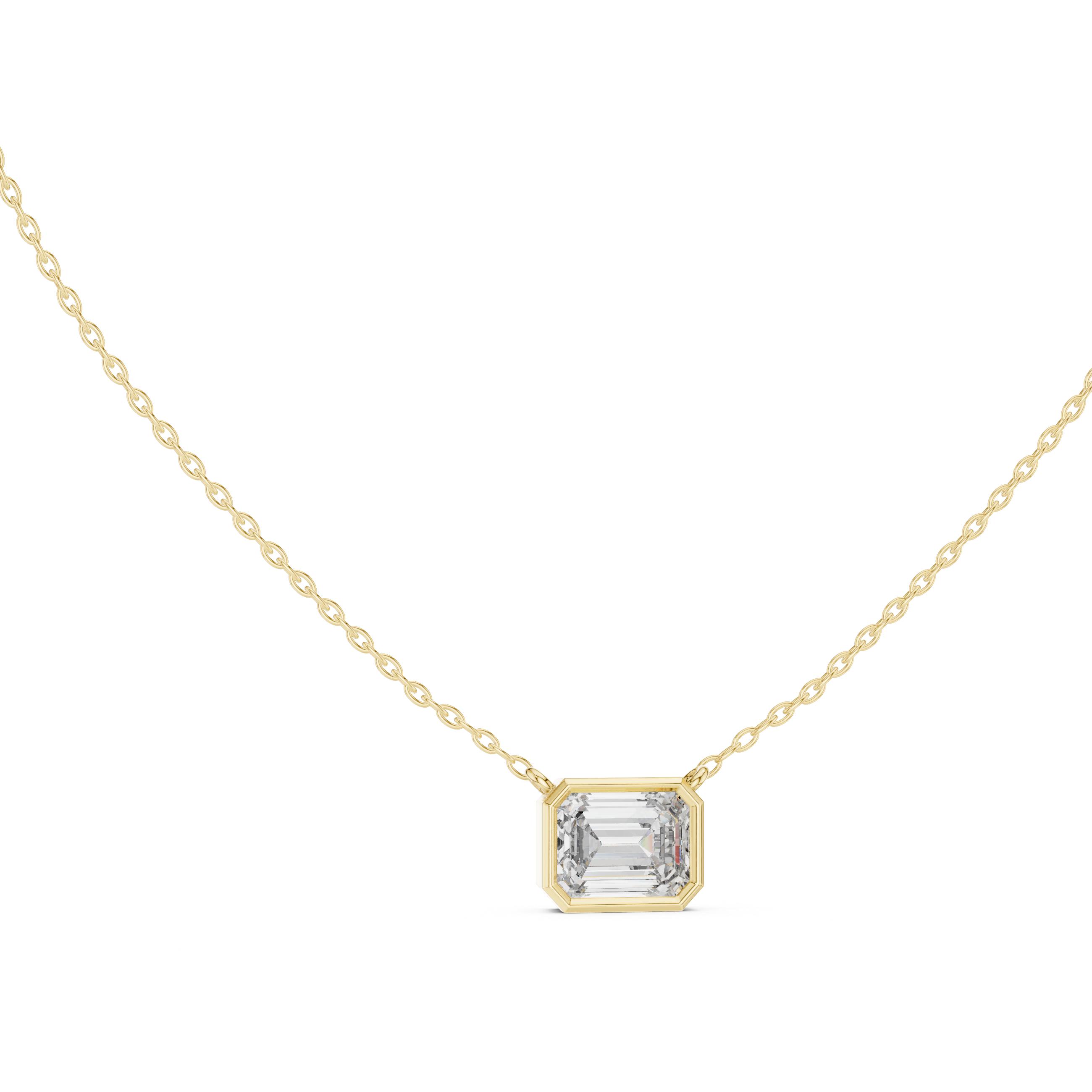 Minimalist Emerald Cut Solitaire Bezel Necklace