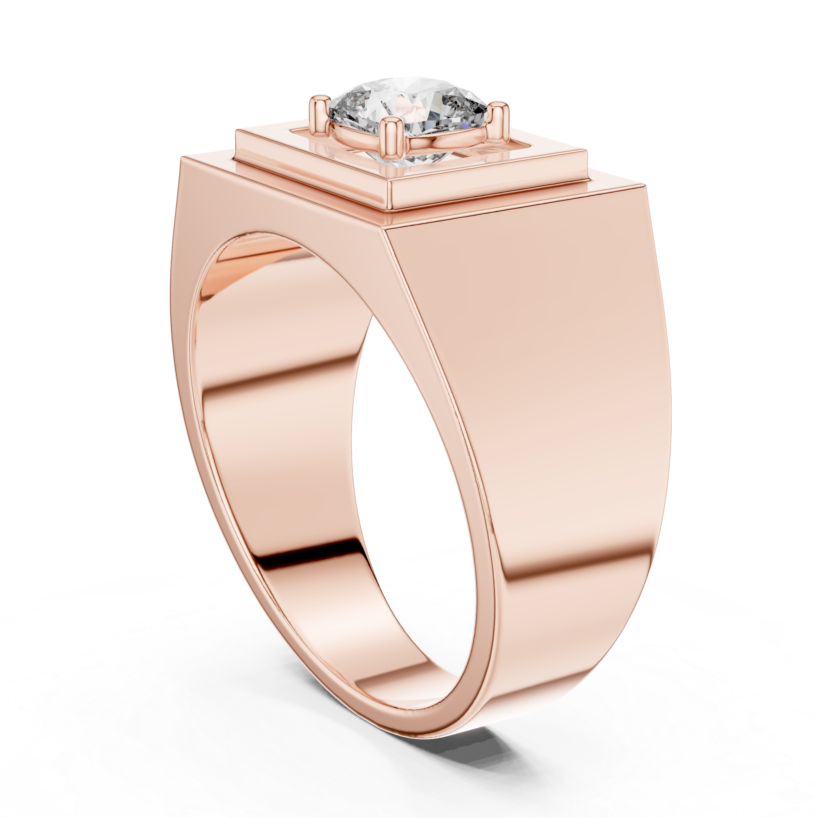 Men’s Cushion Cut Signet Ring – Modern Geometric Diamond Statement Ring