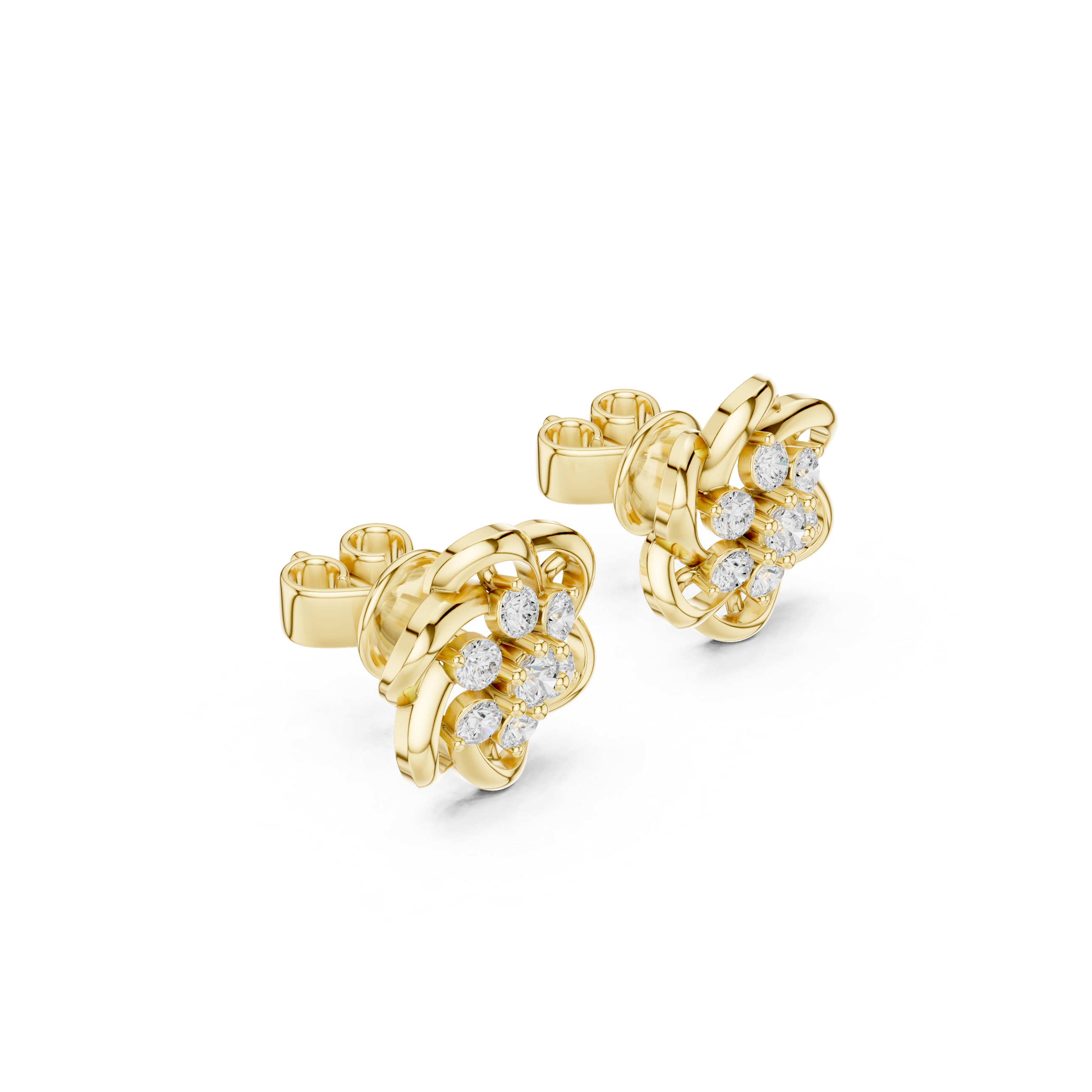 Floral Infinity Diamond Cluster Stud Earrings