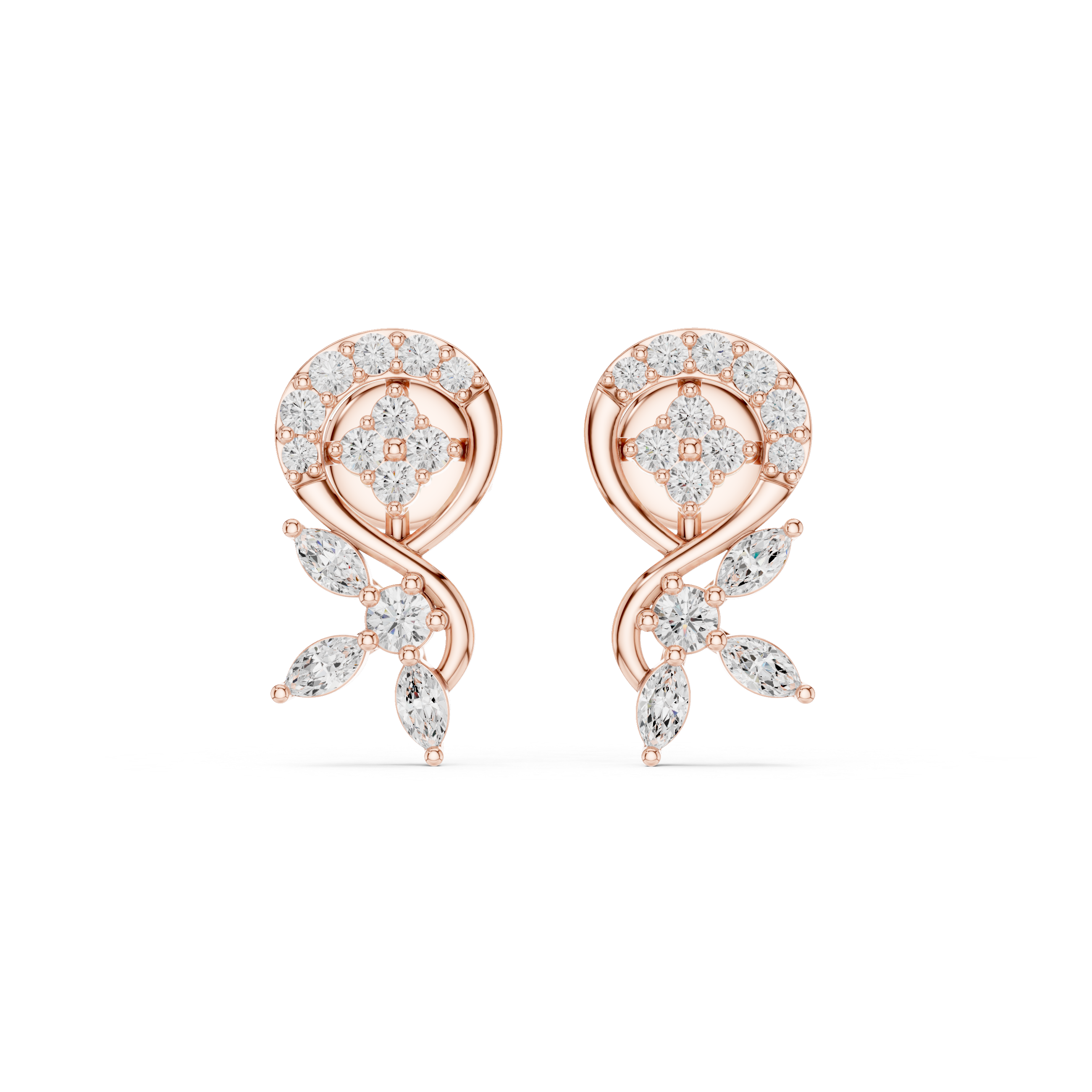 Infinity Vine Diamond Drop Stud Earrings