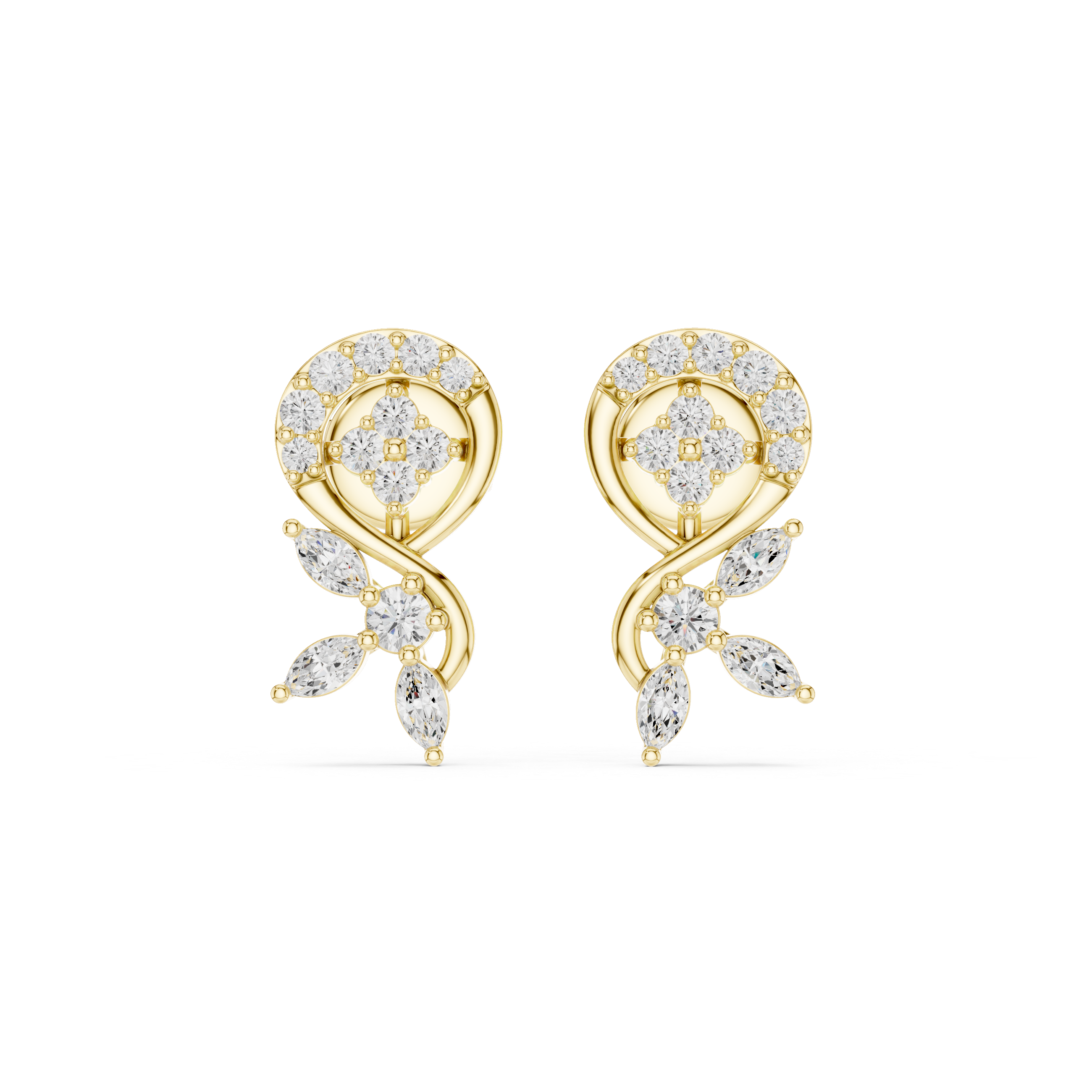 Infinity Vine Diamond Drop Stud Earrings