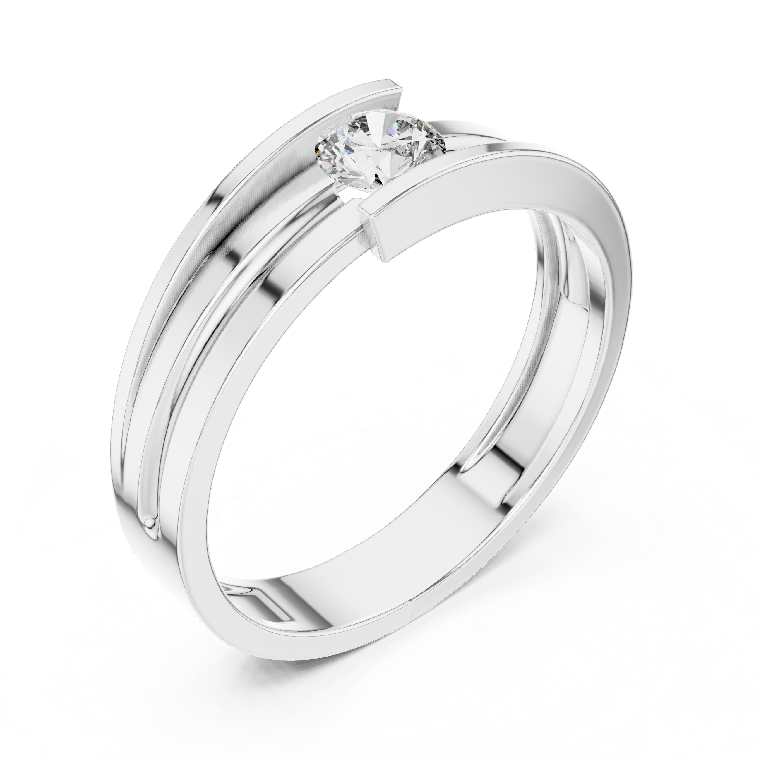 Modern Open Channel Diamond Ring – Minimalist Floating Solitaire Band