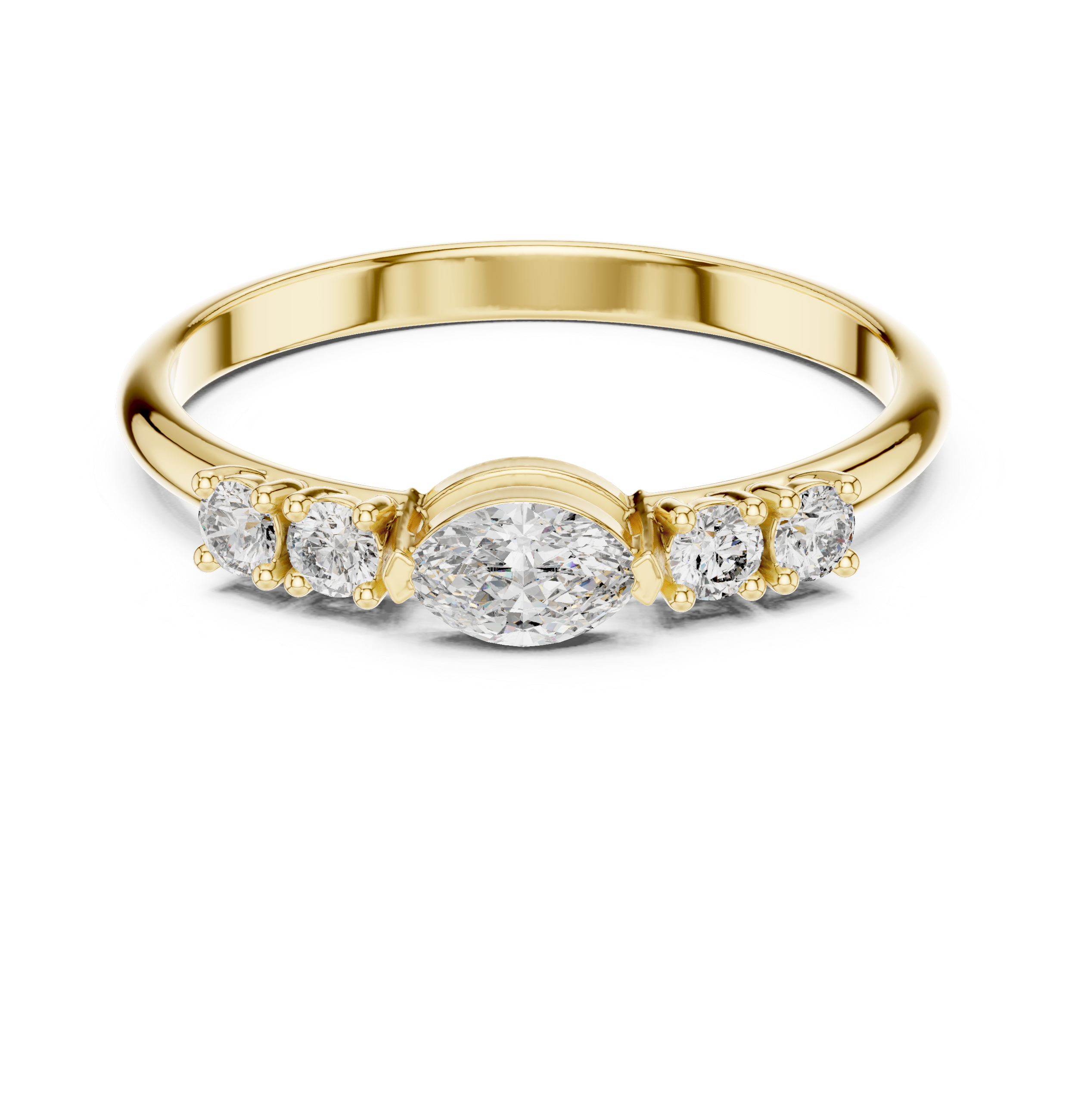 Marquise Diamond Five Stone Ring – Vintage Inspired Diamond Band