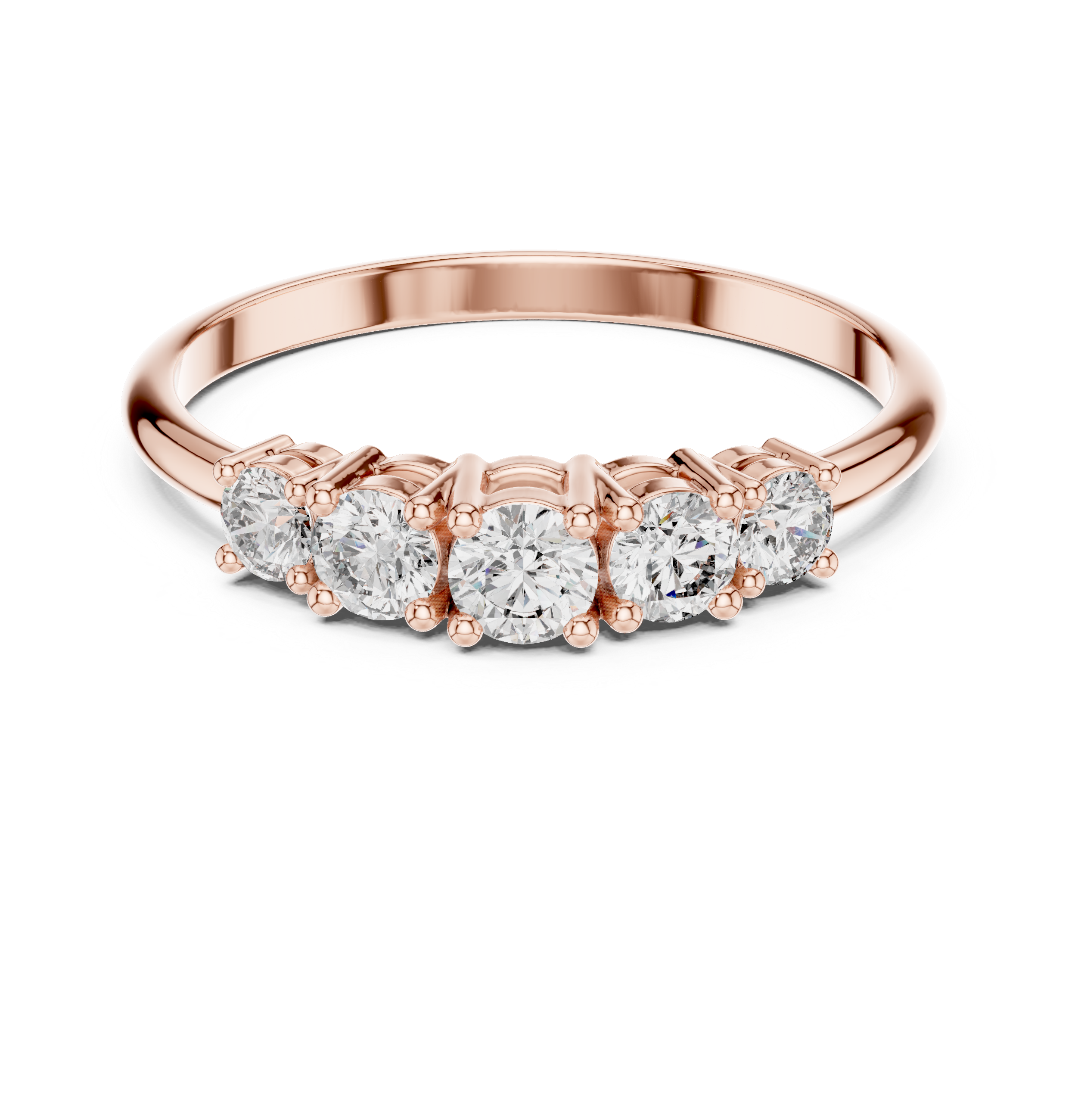 Five Stone Round Diamond Ring – Classic Anniversary Band