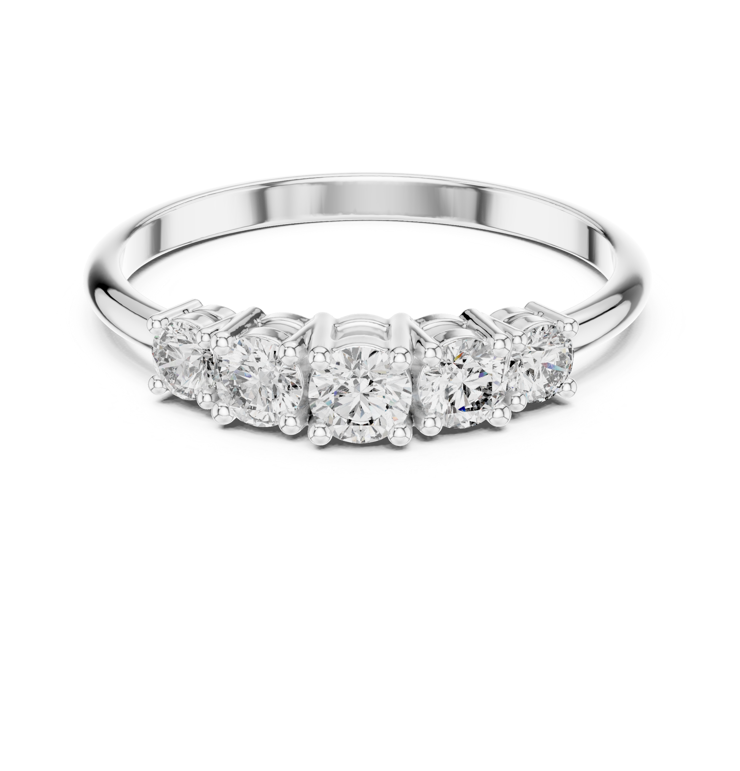 Five Stone Round Diamond Ring – Classic Anniversary Band