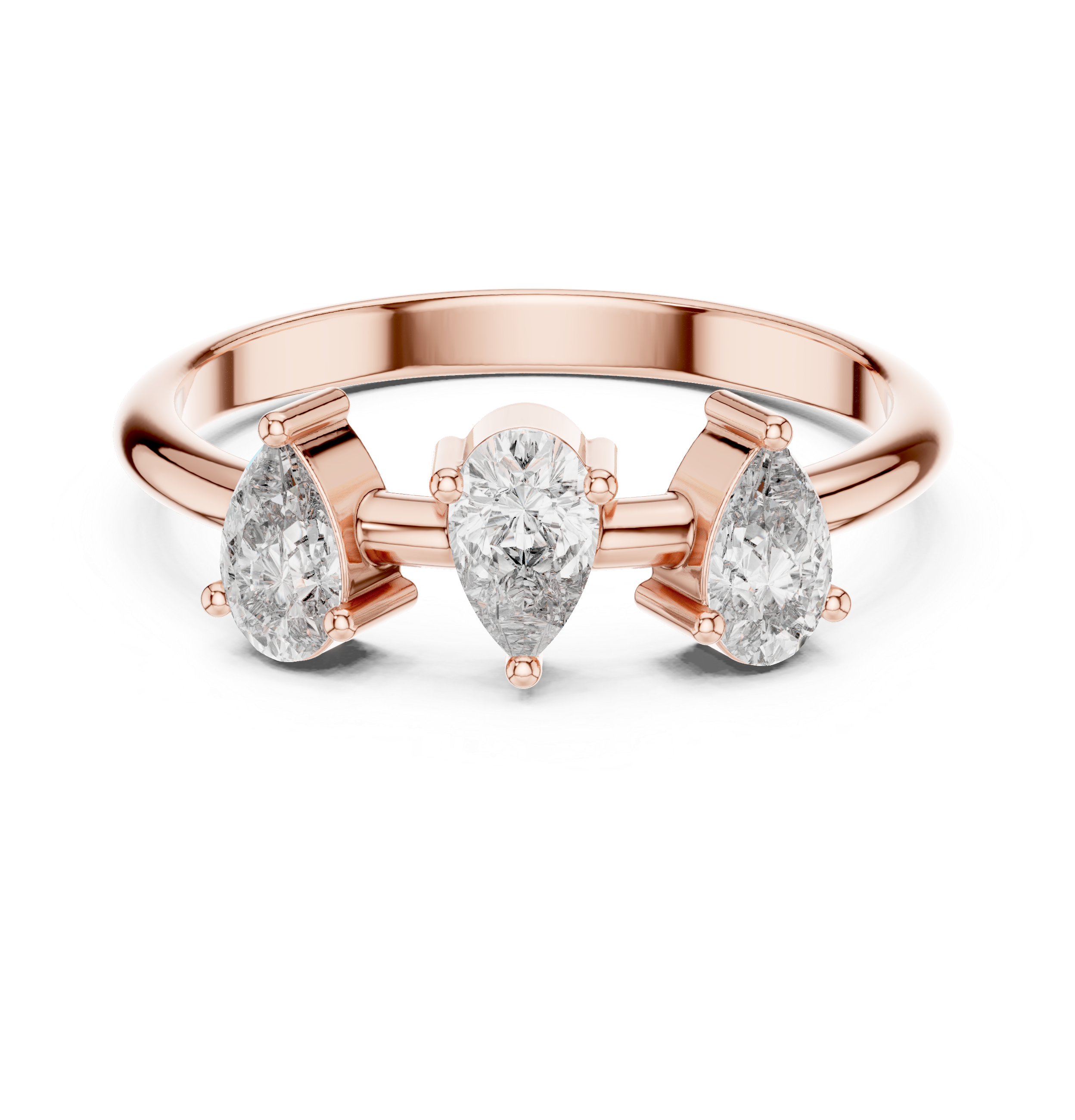 Three Stone Pear Diamond Ring – Modern Trilogy Engagement Ring