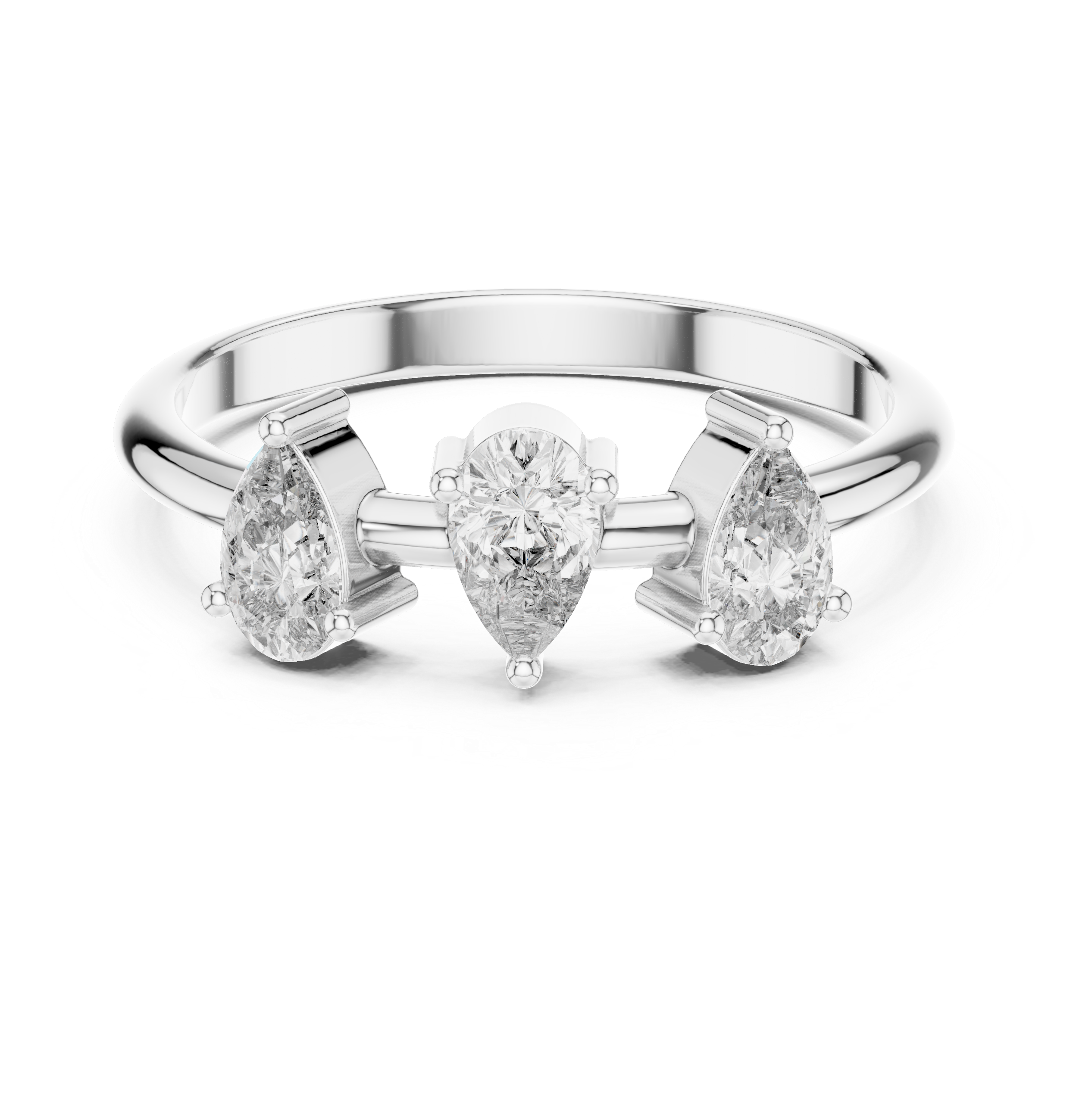 Three Stone Pear Diamond Ring – Modern Trilogy Engagement Ring