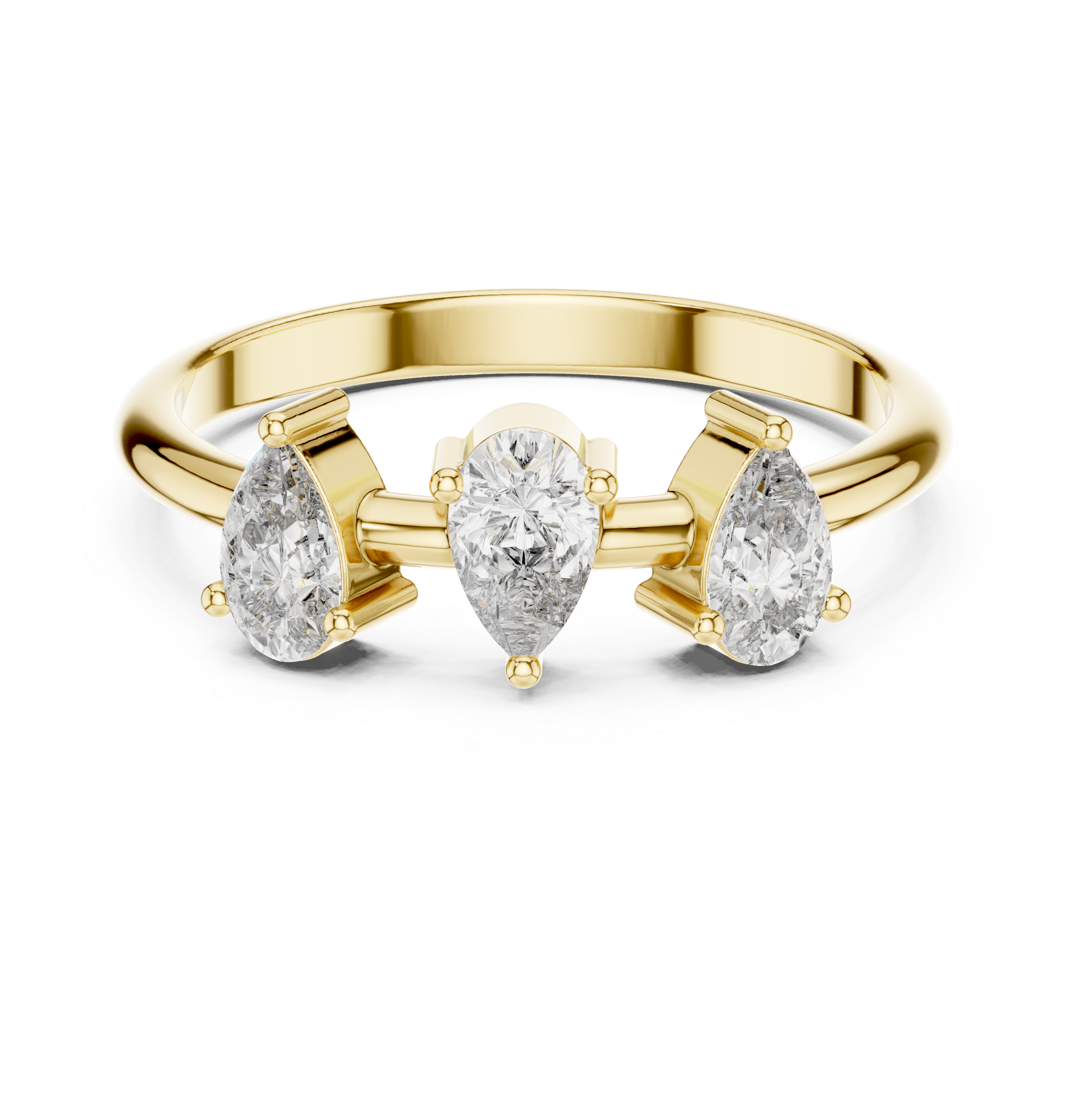 Three Stone Pear Diamond Ring – Modern Trilogy Engagement Ring