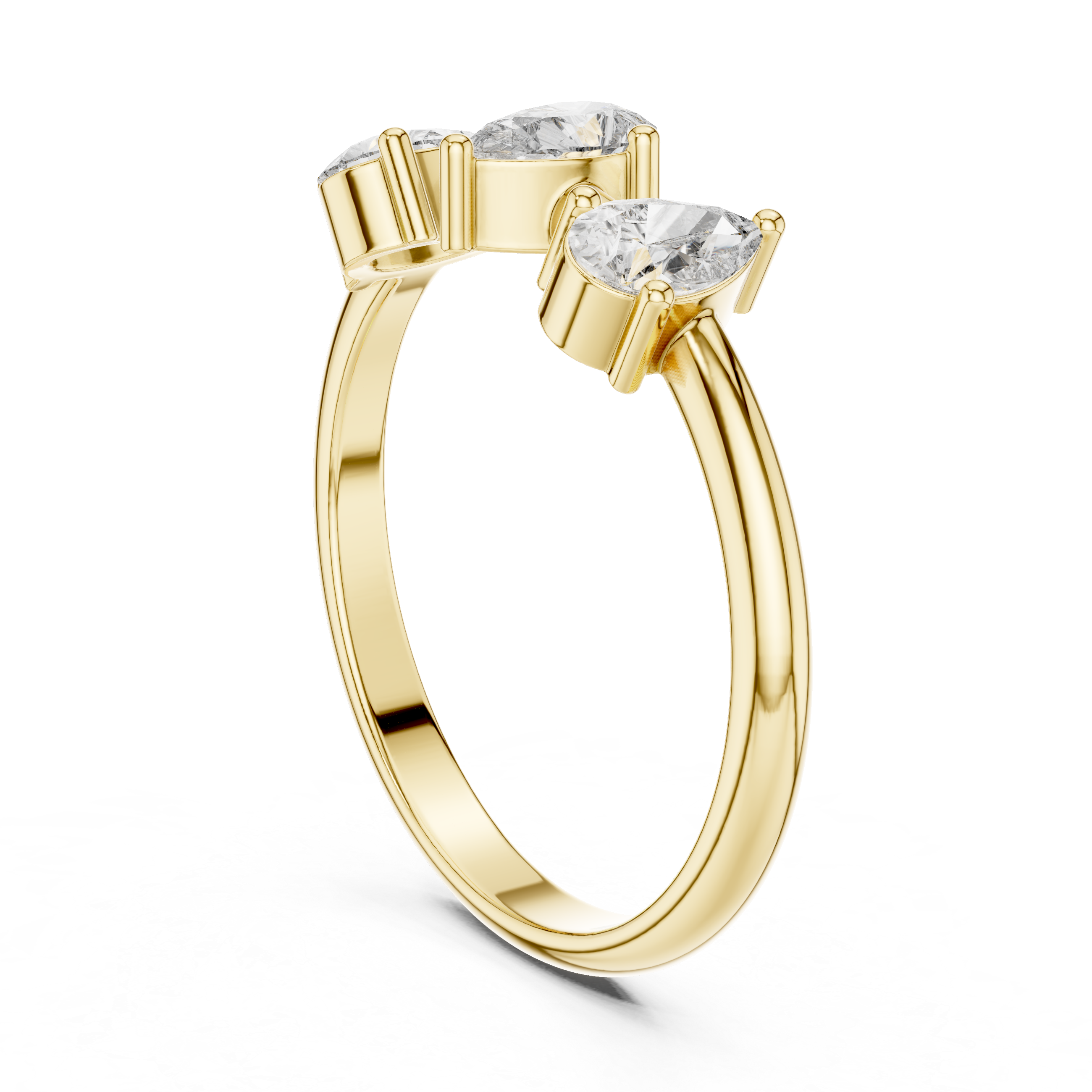 Three Stone Pear Diamond Ring – Modern Trilogy Engagement Ring