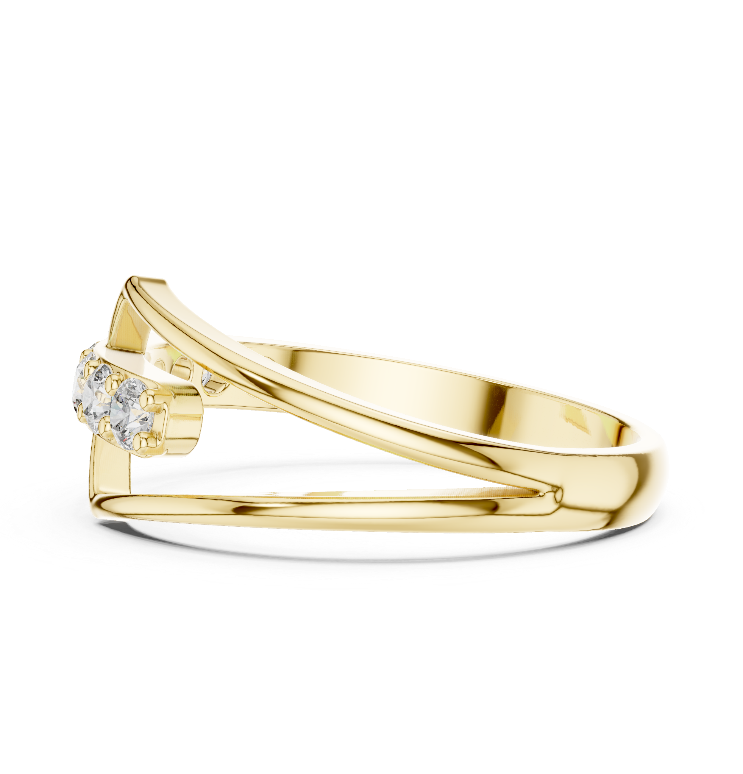 Geometric Open Chevron Diamond Ring – Modern Pavé Statement Ring