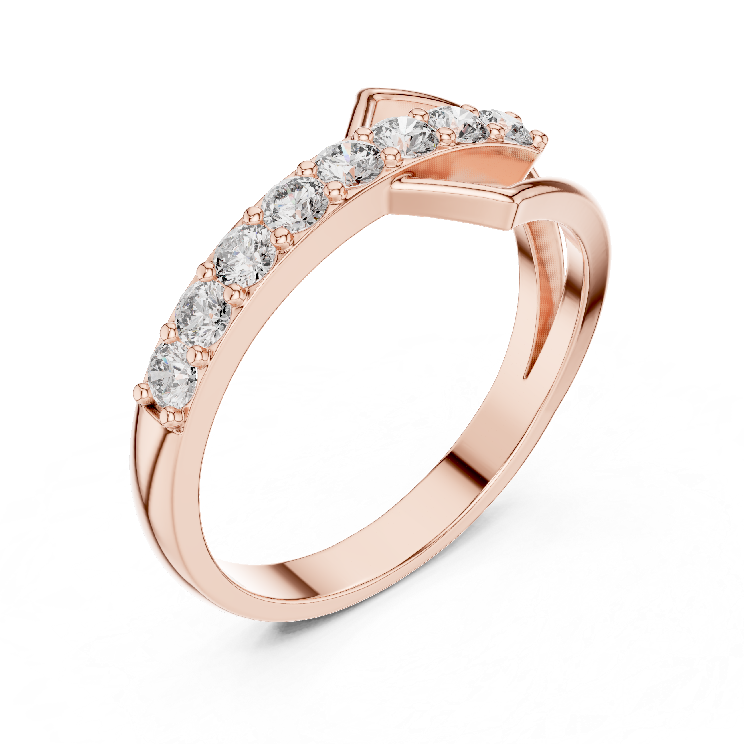 Geometric Open Chevron Diamond Ring – Modern Pavé Statement Ring