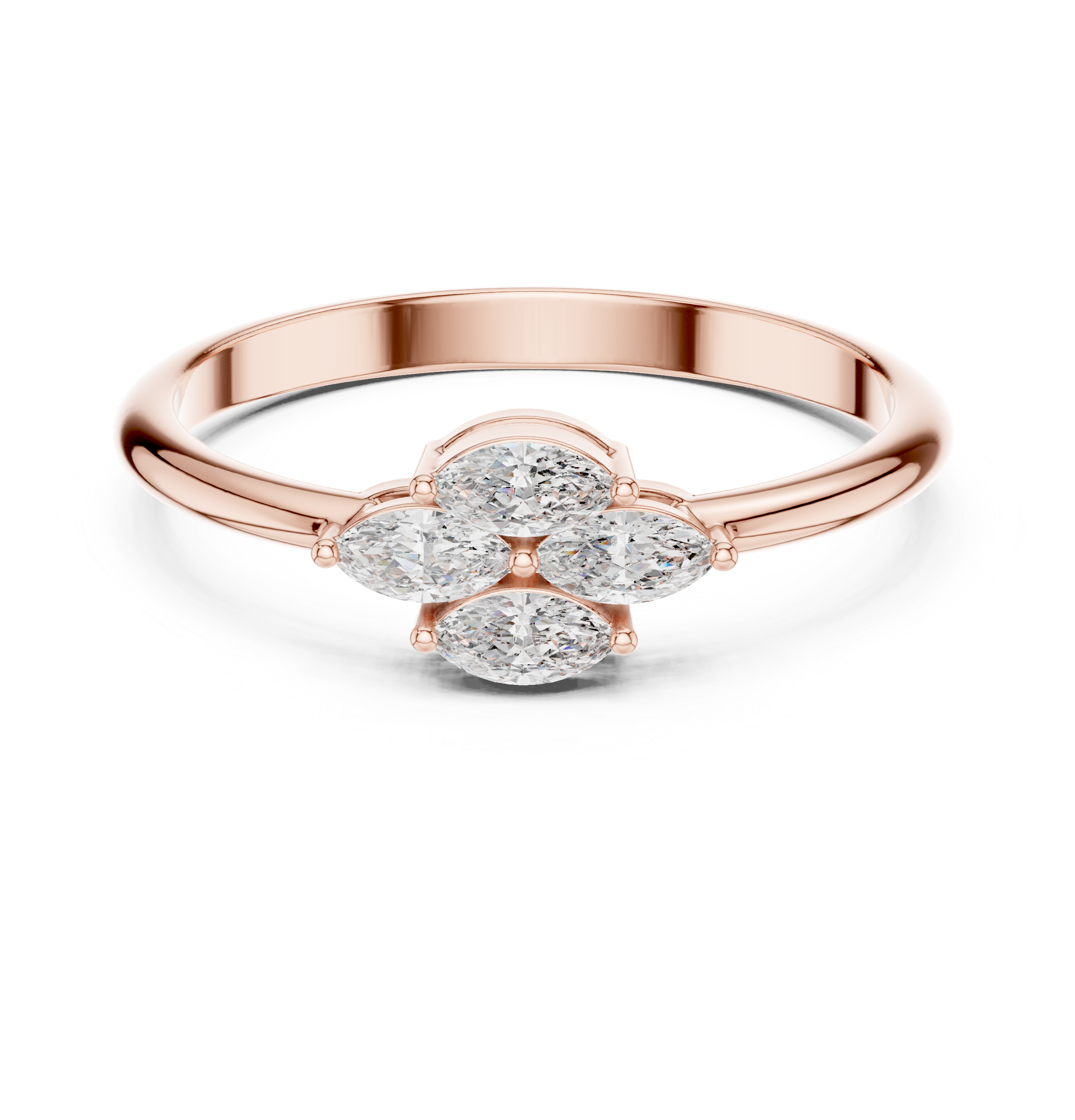 Four Marquise Diamond Cluster Ring – Floral Inspired Minimalist Ring