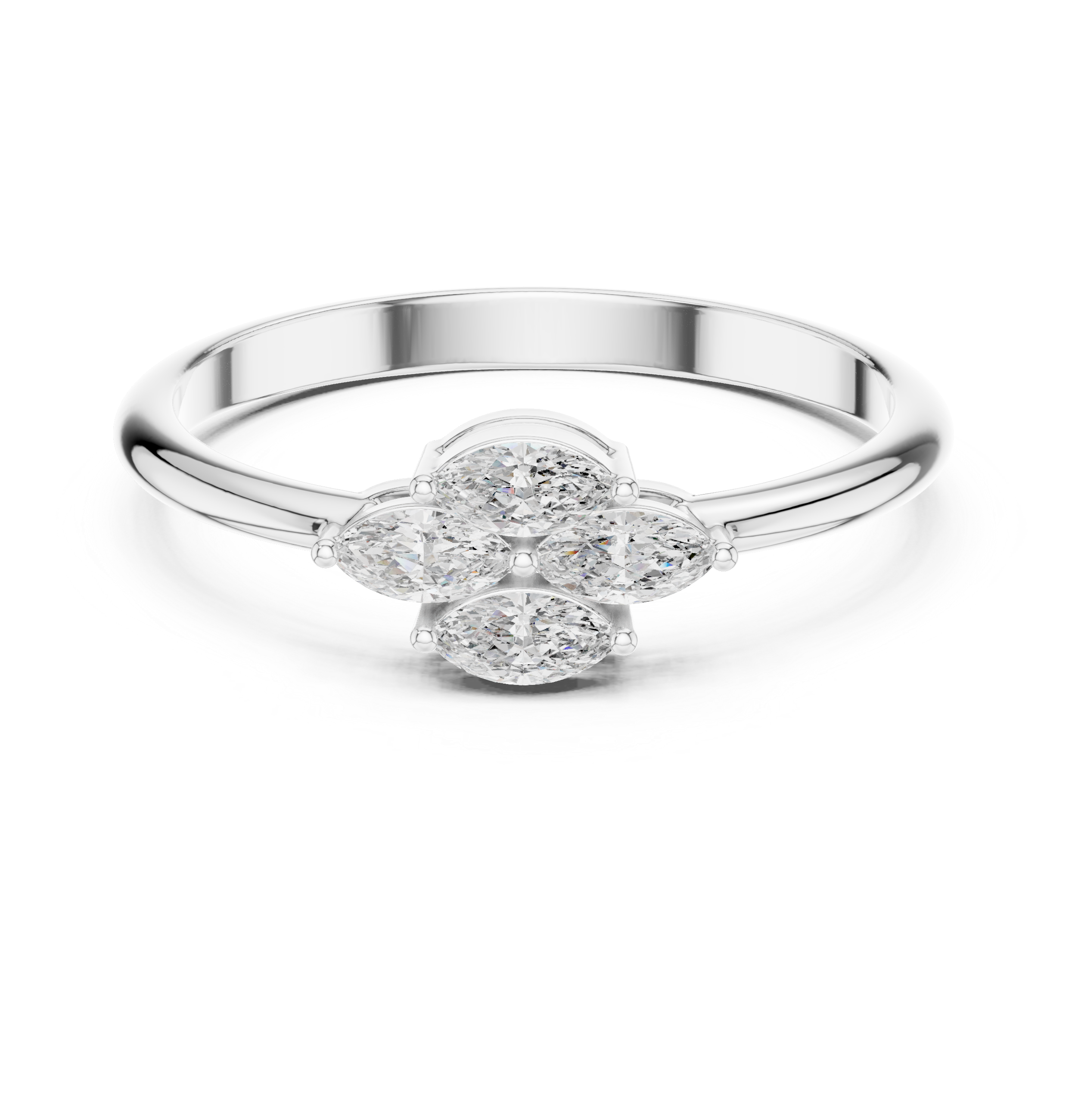Four Marquise Diamond Cluster Ring – Floral Inspired Minimalist Ring