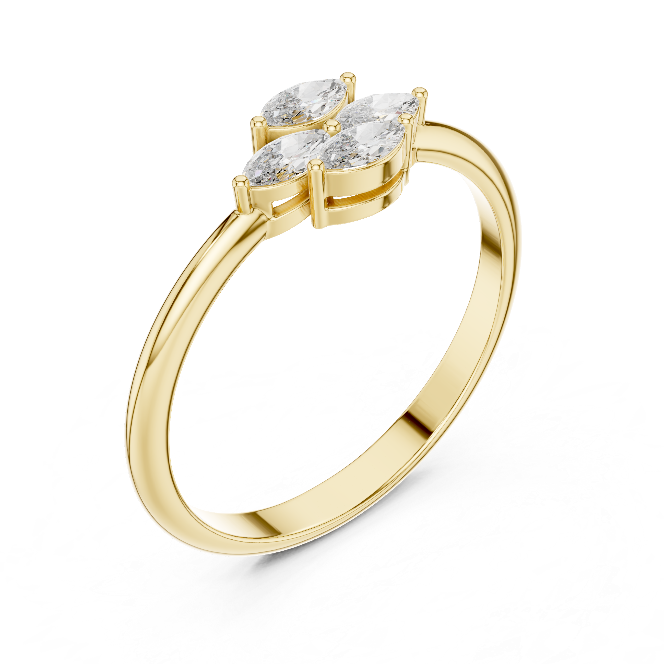 Four Marquise Diamond Cluster Ring – Floral Inspired Minimalist Ring