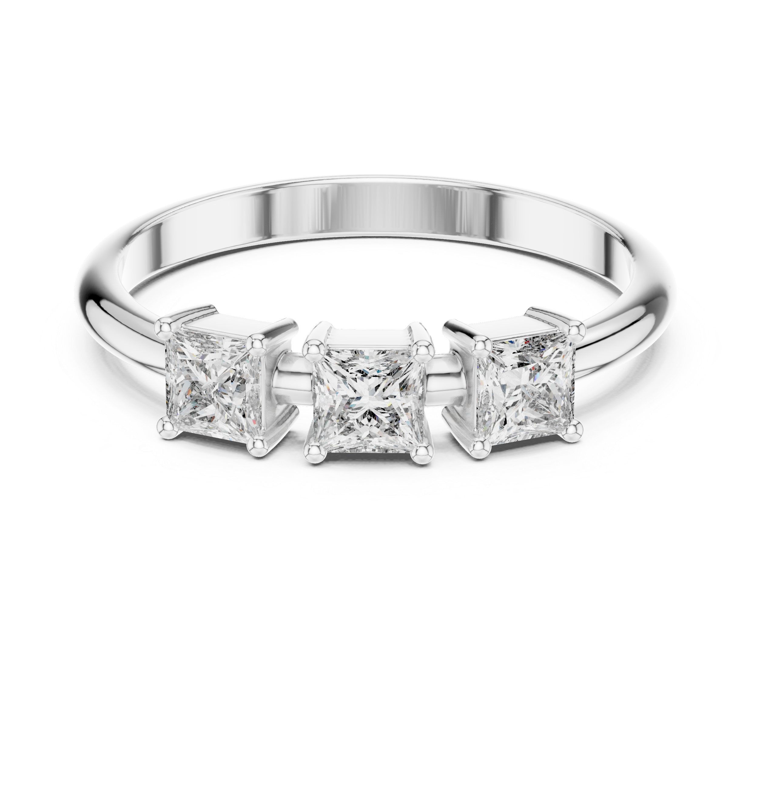 Three Stone Princess Cut Diamond Ring – Modern Trilogy Engagement Ring