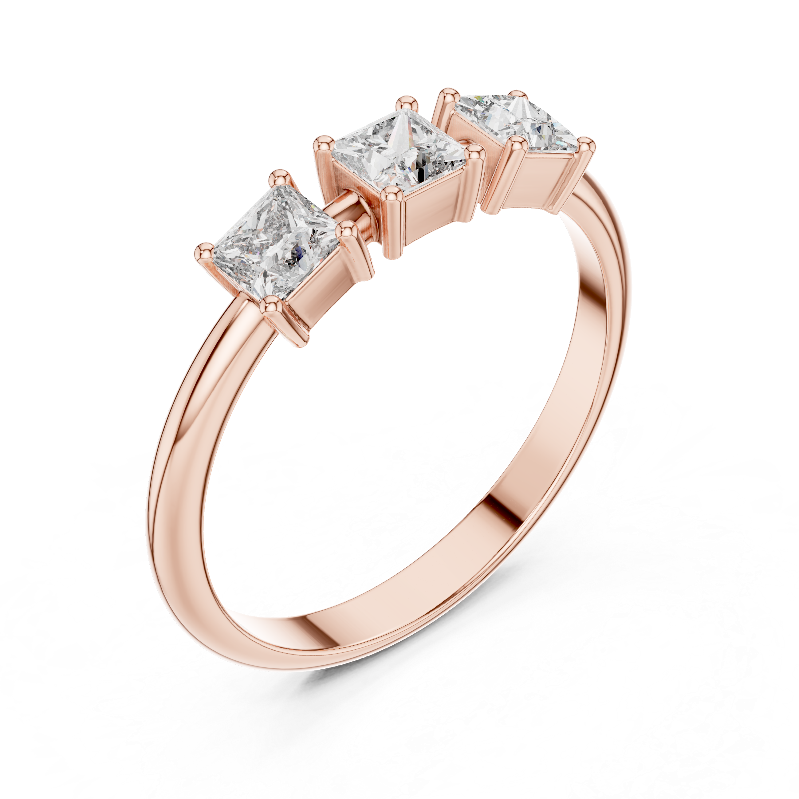 Three Stone Princess Cut Diamond Ring – Modern Trilogy Engagement Ring