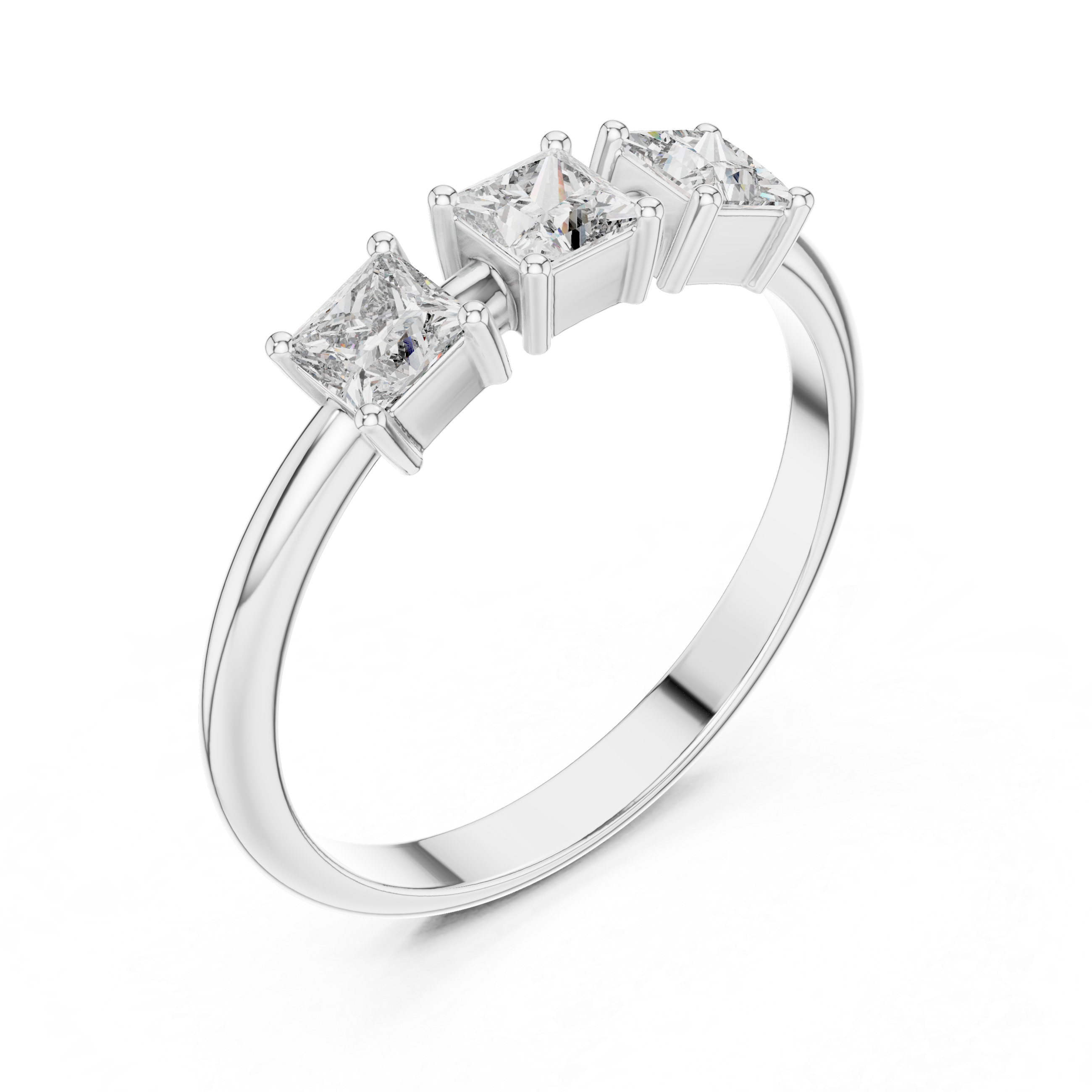 Three Stone Princess Cut Diamond Ring – Modern Trilogy Engagement Ring