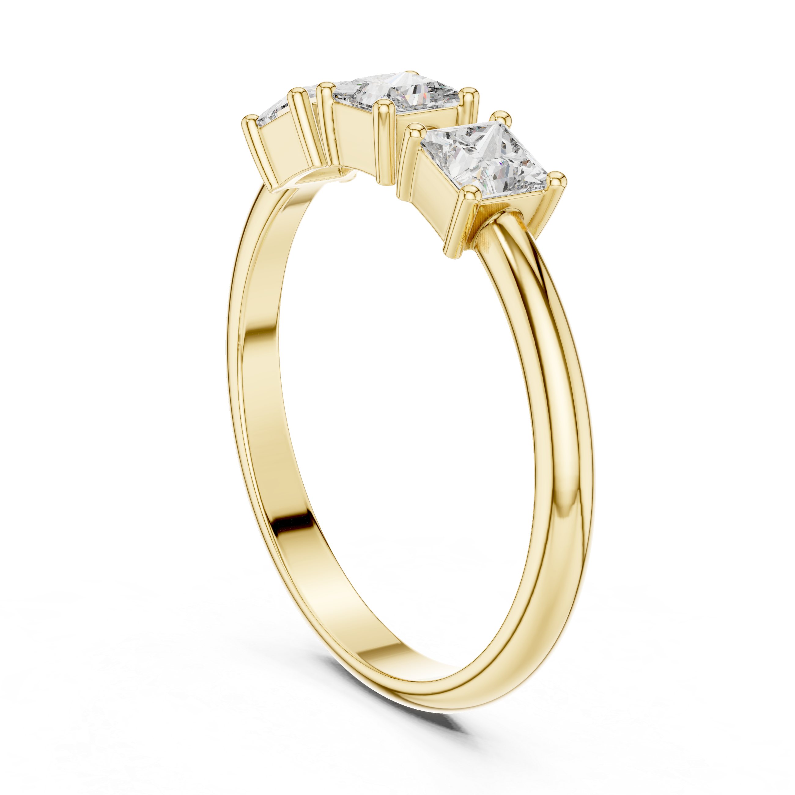 Three Stone Princess Cut Diamond Ring – Modern Trilogy Engagement Ring