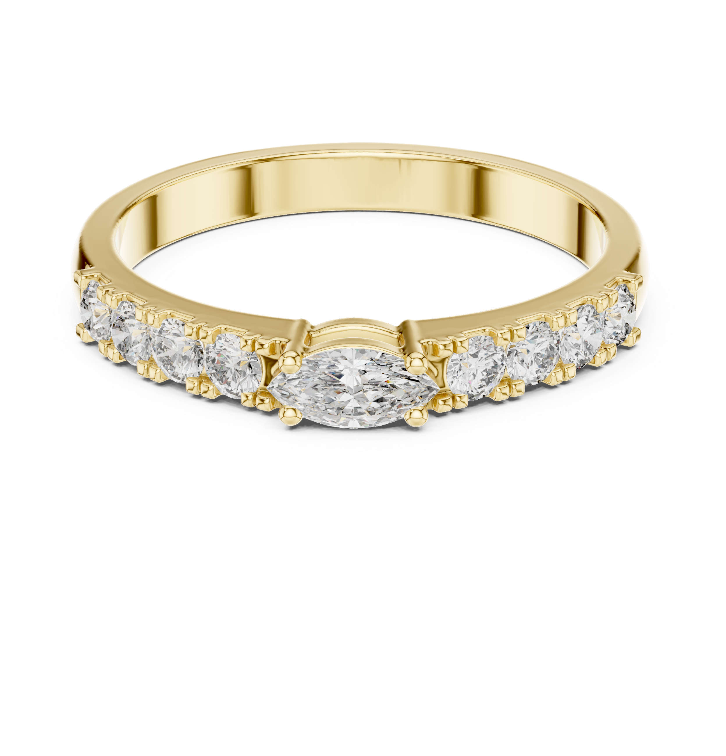 Marquise Cut Diamond Promise Ring with Pavé Accent Band