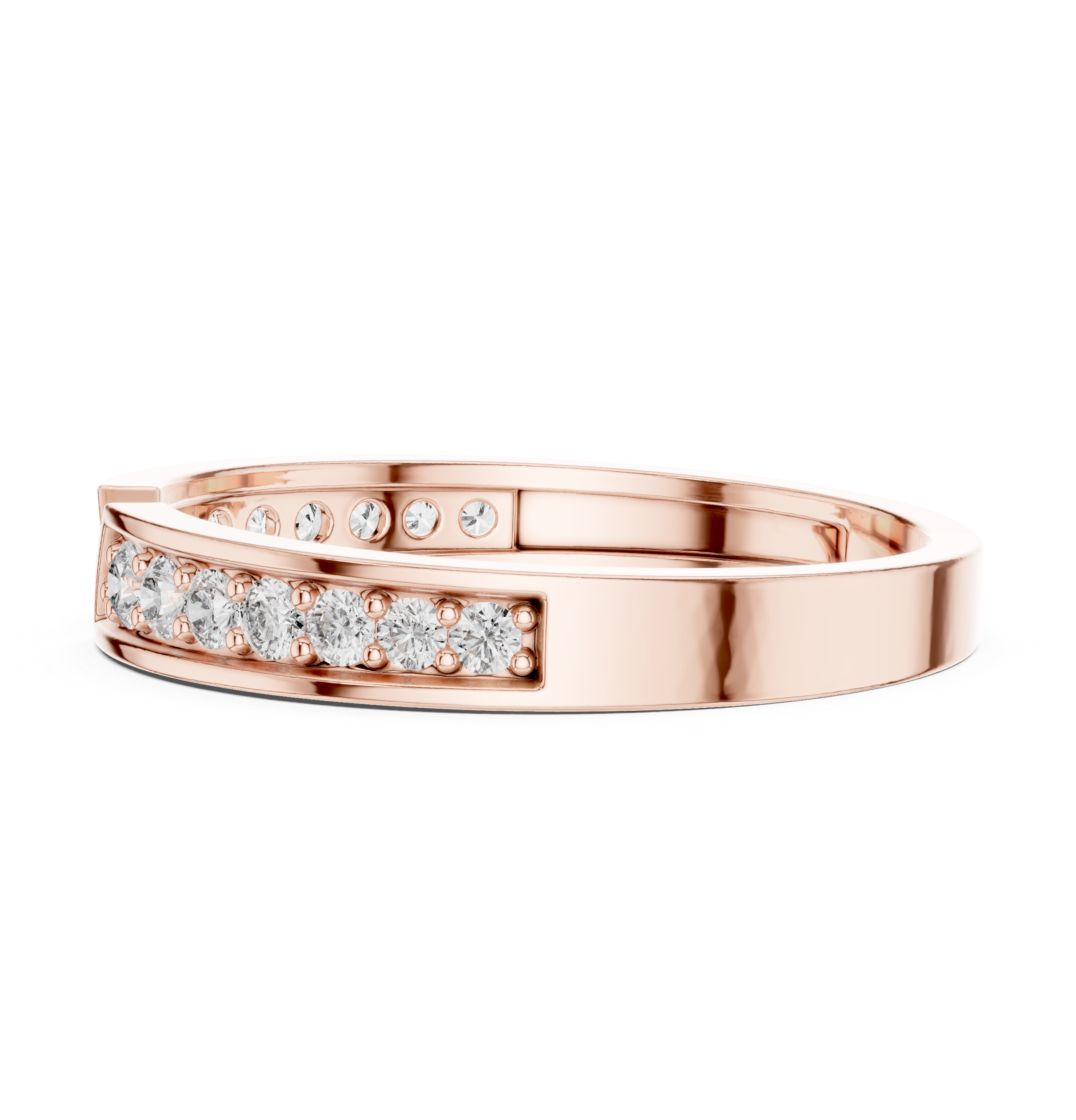 Modern Open Gap Diamond Band Ring – Geometric Pavé Diamond Minimalist Ring