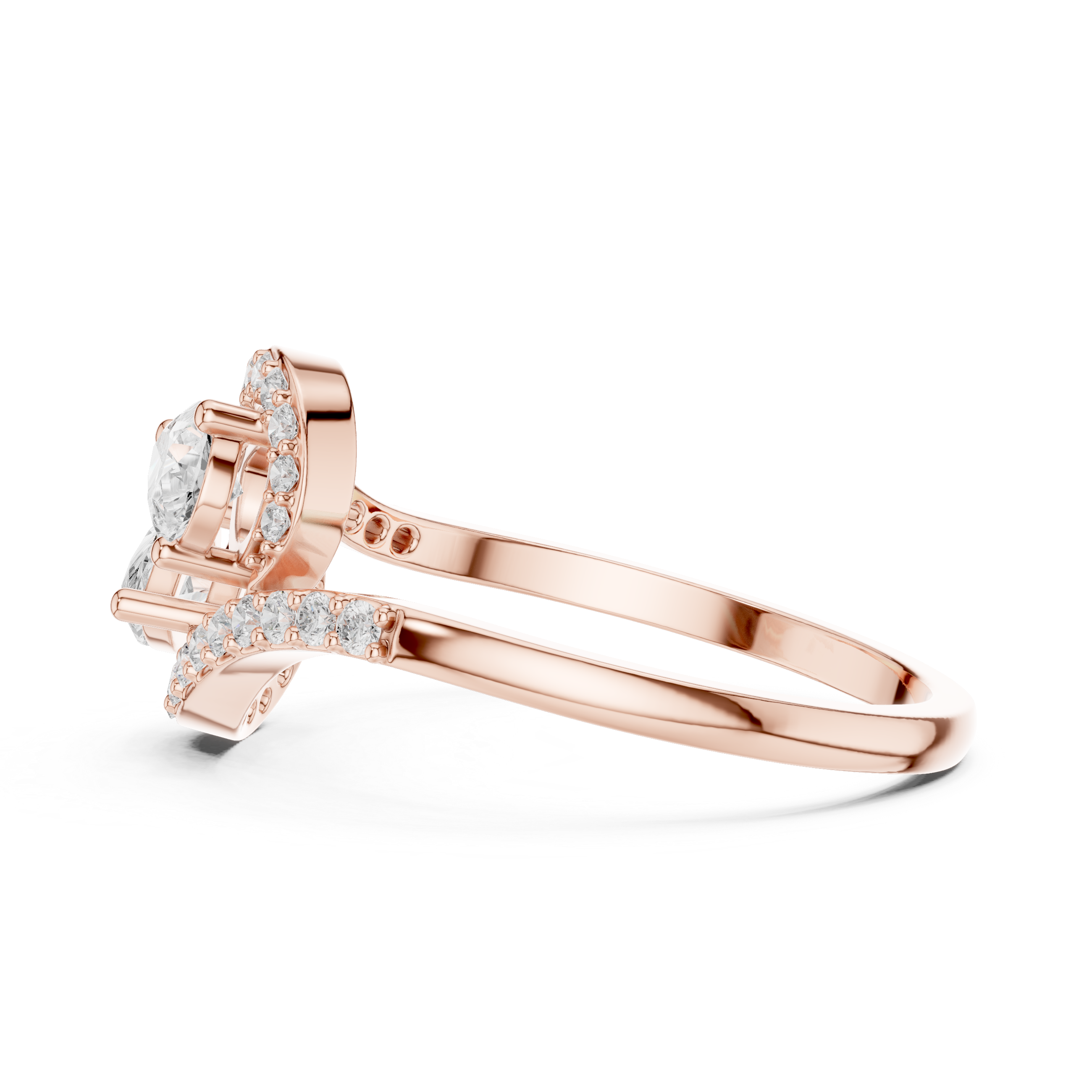 Double Pear Diamond Bypass Ring – Nature Inspired Open Wrap Statement Ring