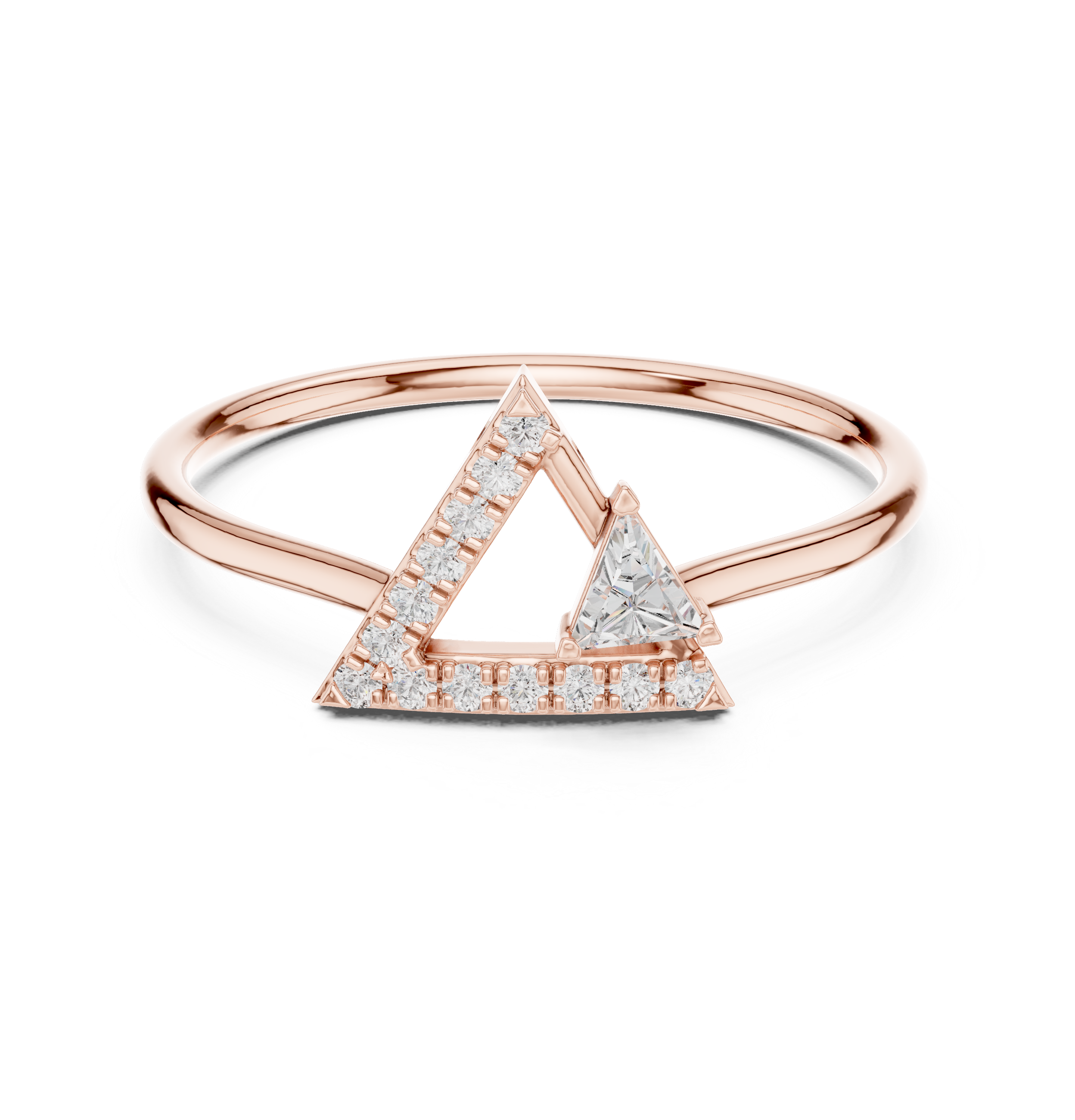 Triangle Diamond Geometric Ring – Modern Minimalist Art Deco Ring