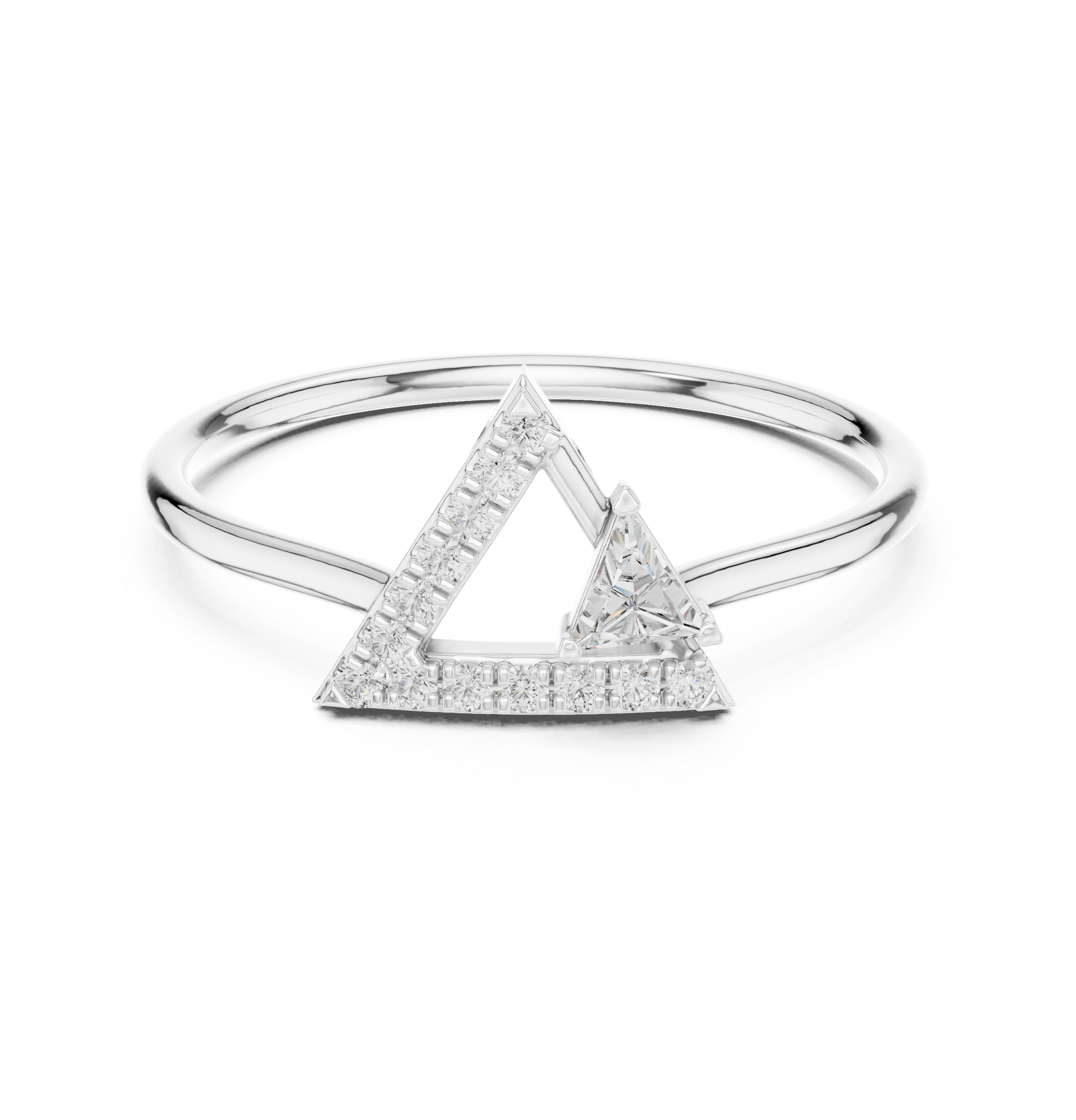 Triangle Diamond Geometric Ring – Modern Minimalist Art Deco Ring