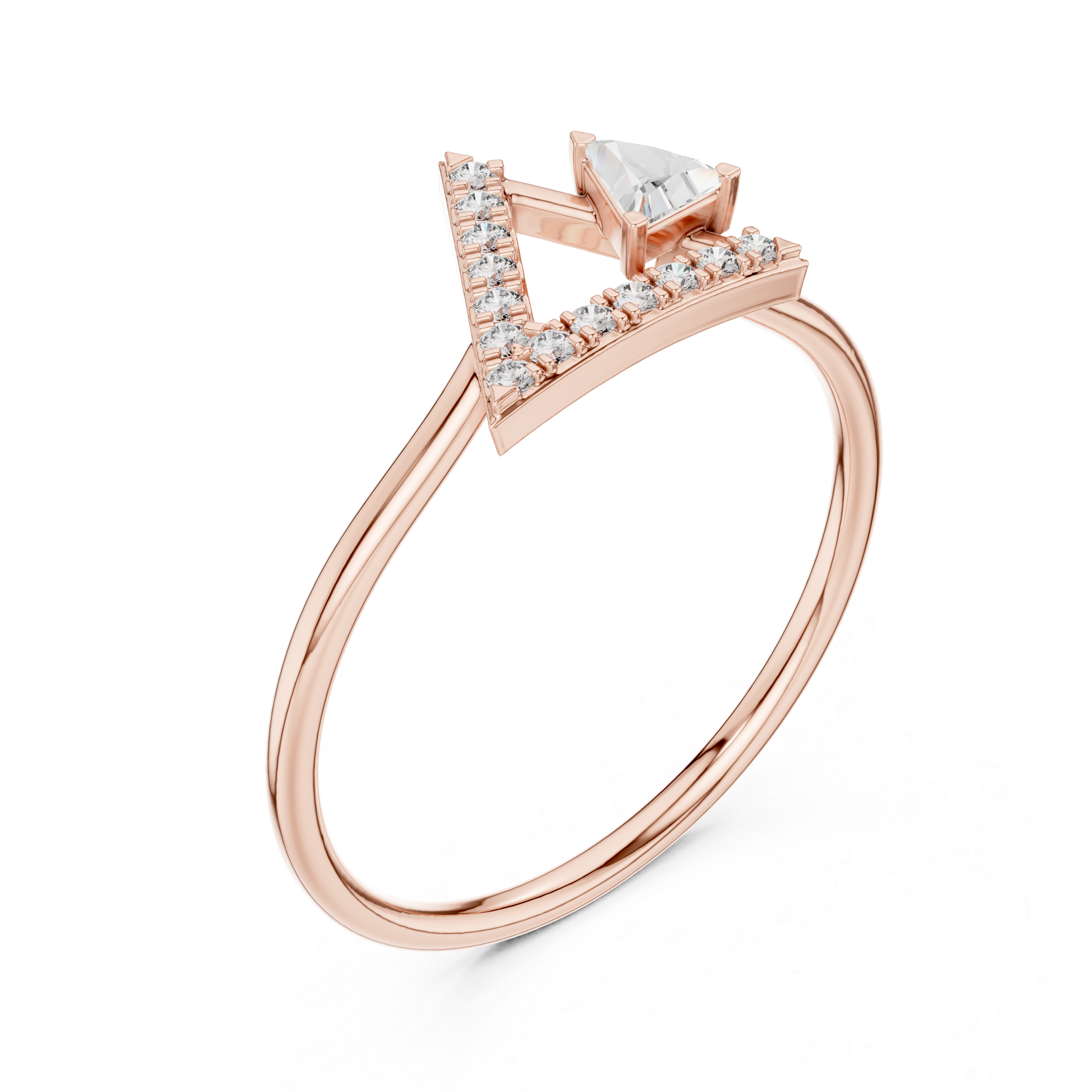 Triangle Diamond Geometric Ring – Modern Minimalist Art Deco Ring