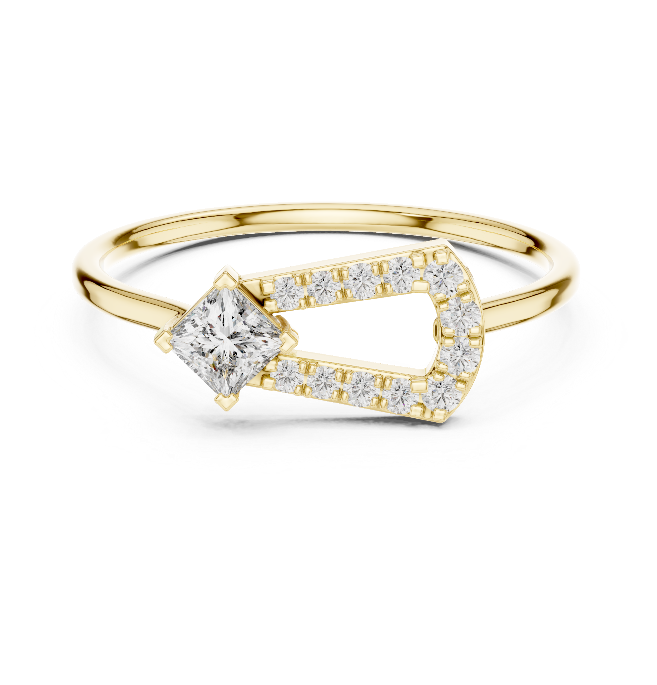 Princess Cut Diamond Open Geometric Ring – Modern Art Deco Statement Ring