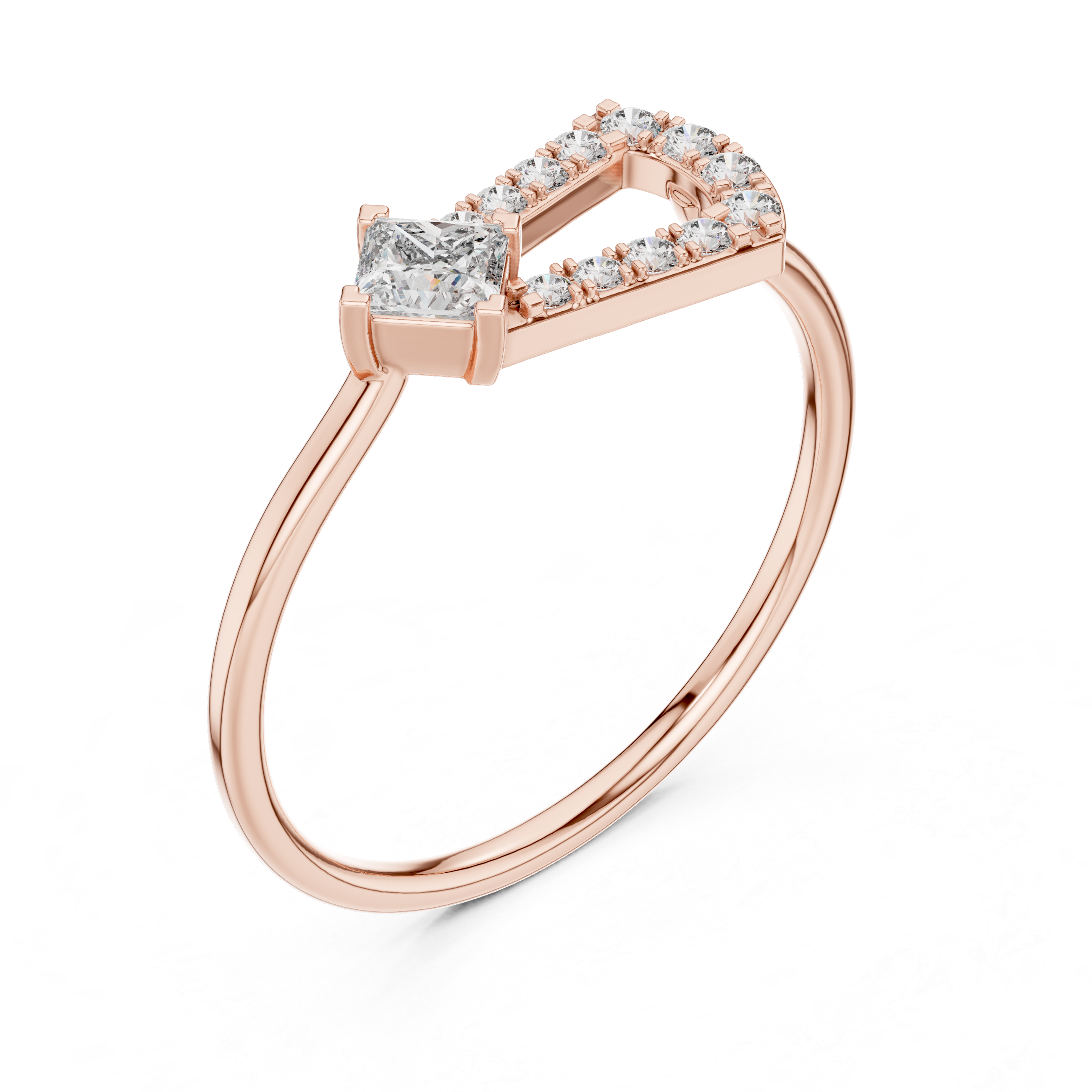 Princess Cut Diamond Open Geometric Ring – Modern Art Deco Statement Ring