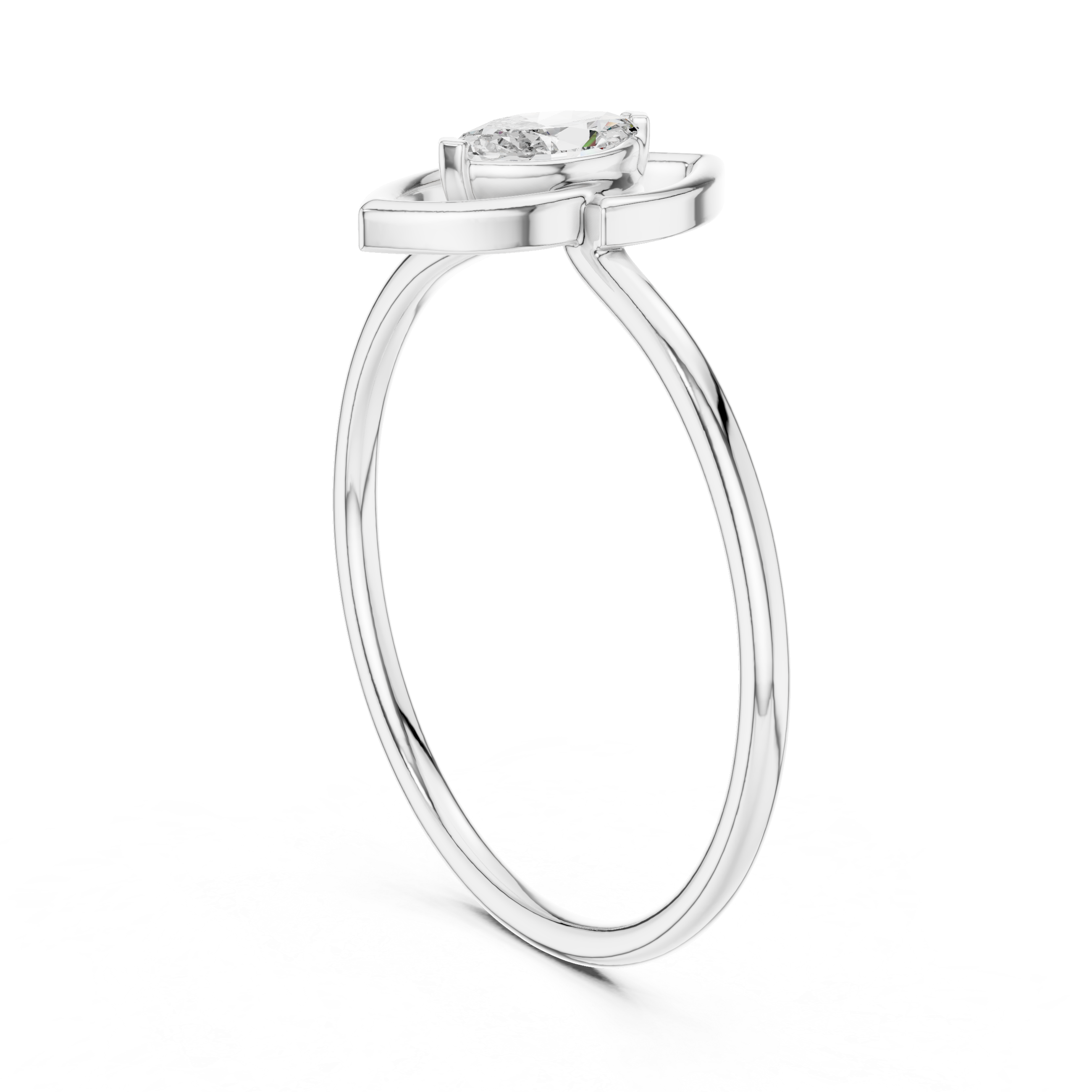 Marquise Diamond Open Frame Ring – Minimalist Geometric Solitaire Ring