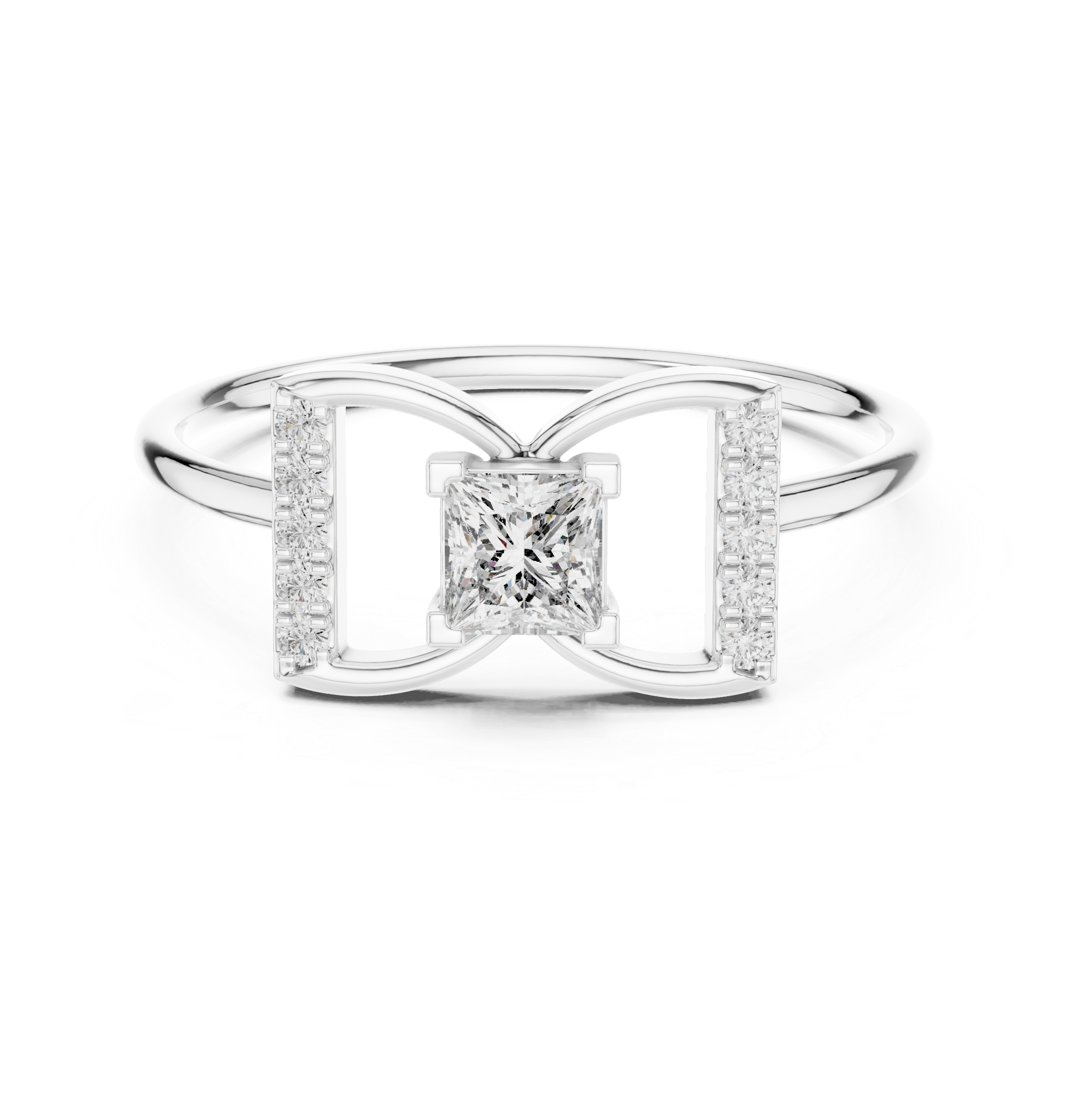 Princess Cut Diamond Bow Ring – Minimalist Geometric Statement Ring