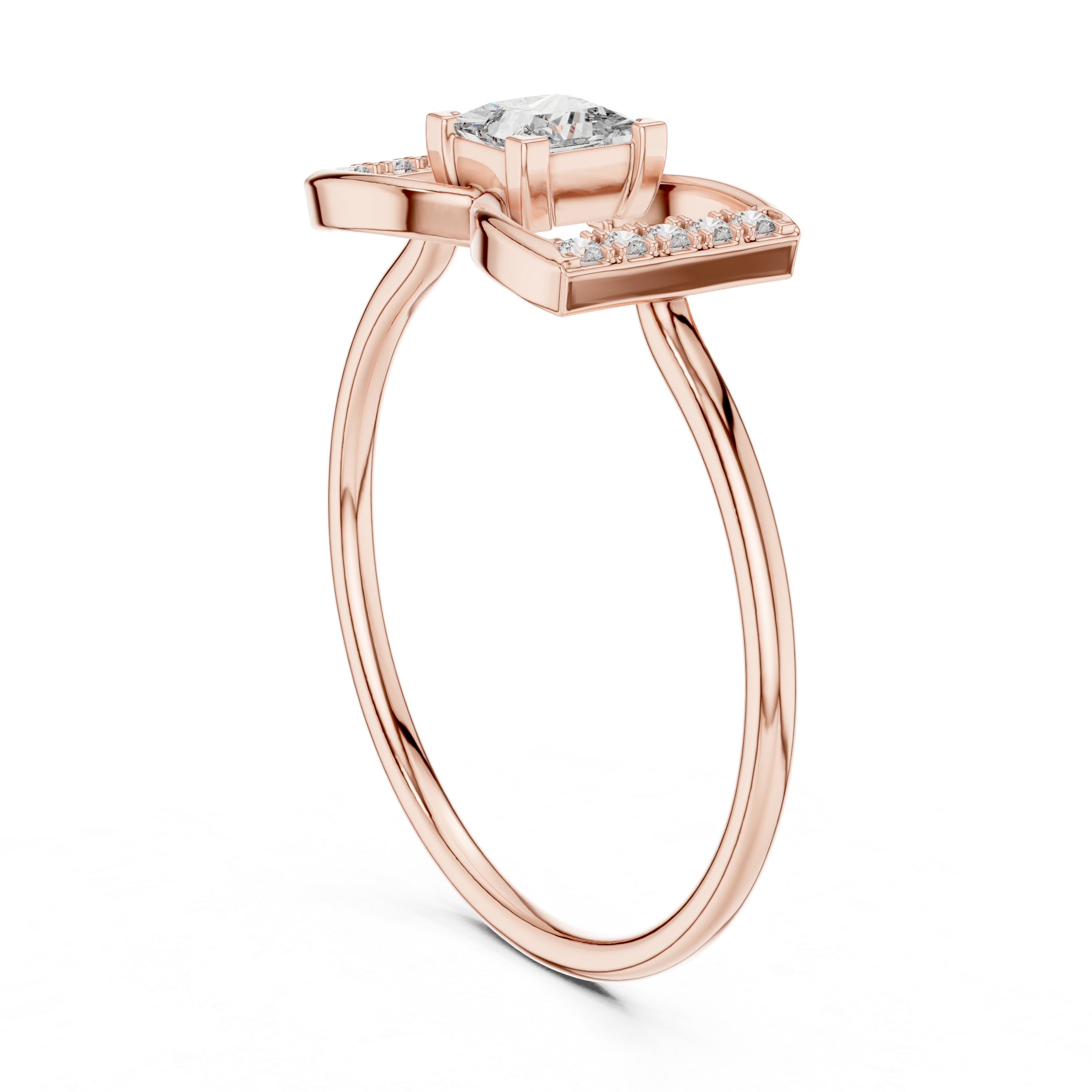 Princess Cut Diamond Bow Ring – Minimalist Geometric Statement Ring