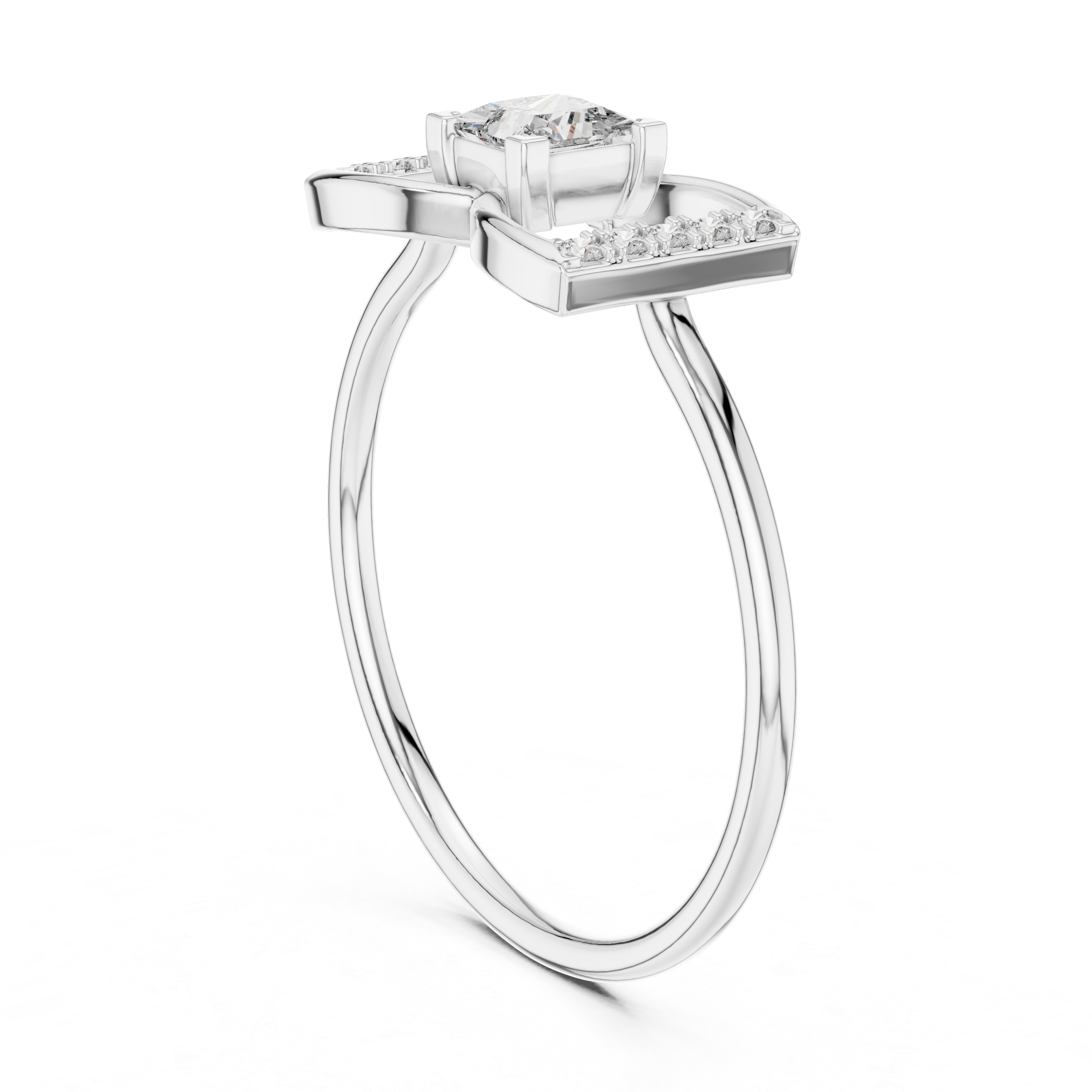 Princess Cut Diamond Bow Ring – Minimalist Geometric Statement Ring