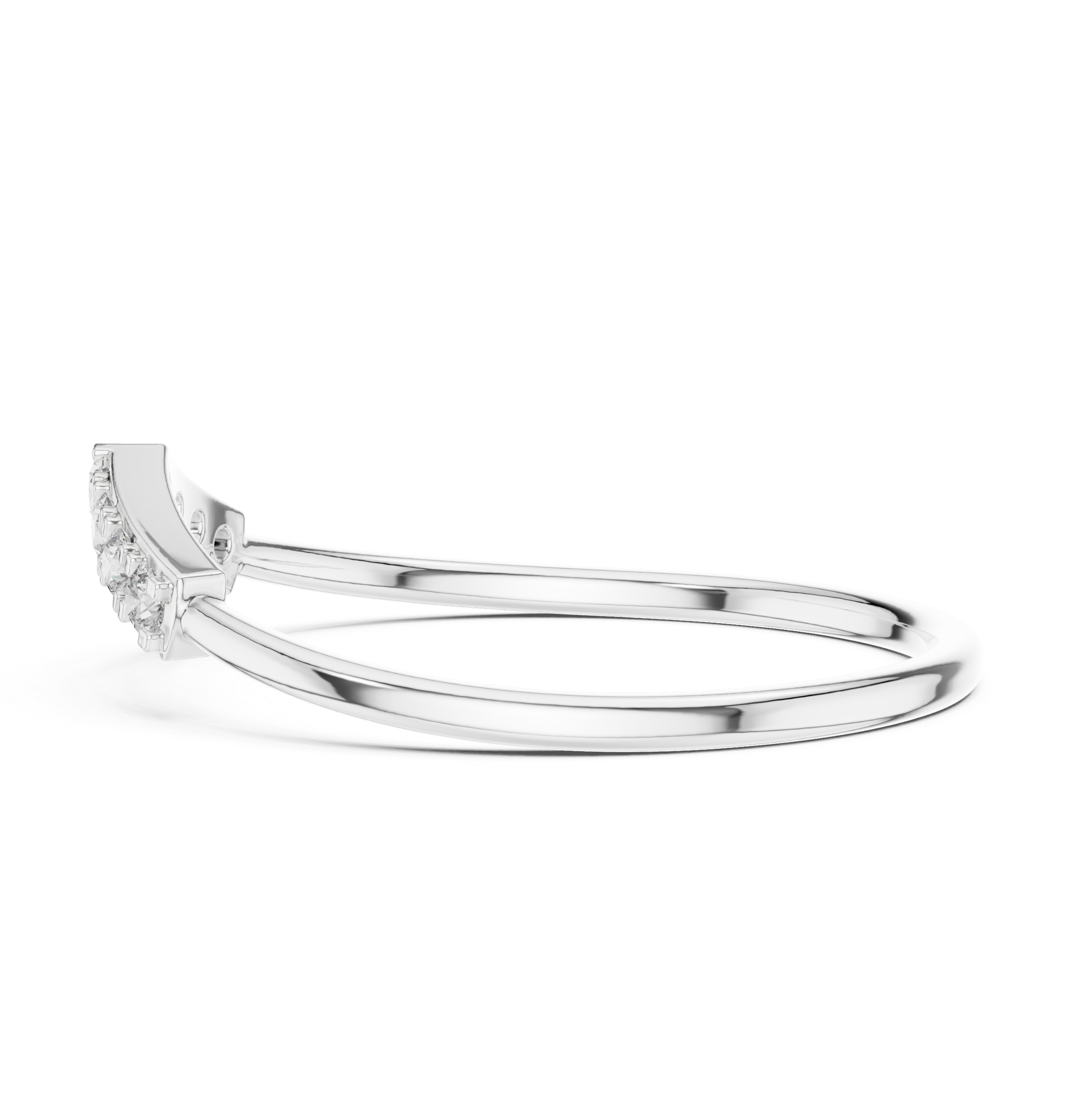 Minimalist Chevron Diamond Ring – Delicate V-Shaped Stackable Wedding Band