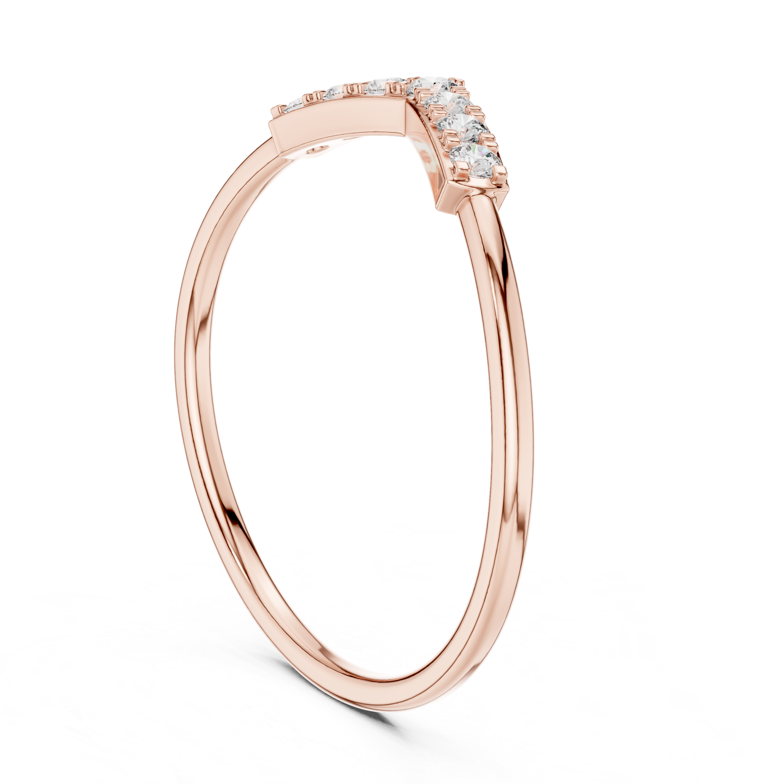 Minimalist Chevron Diamond Ring – Delicate V-Shaped Stackable Wedding Band