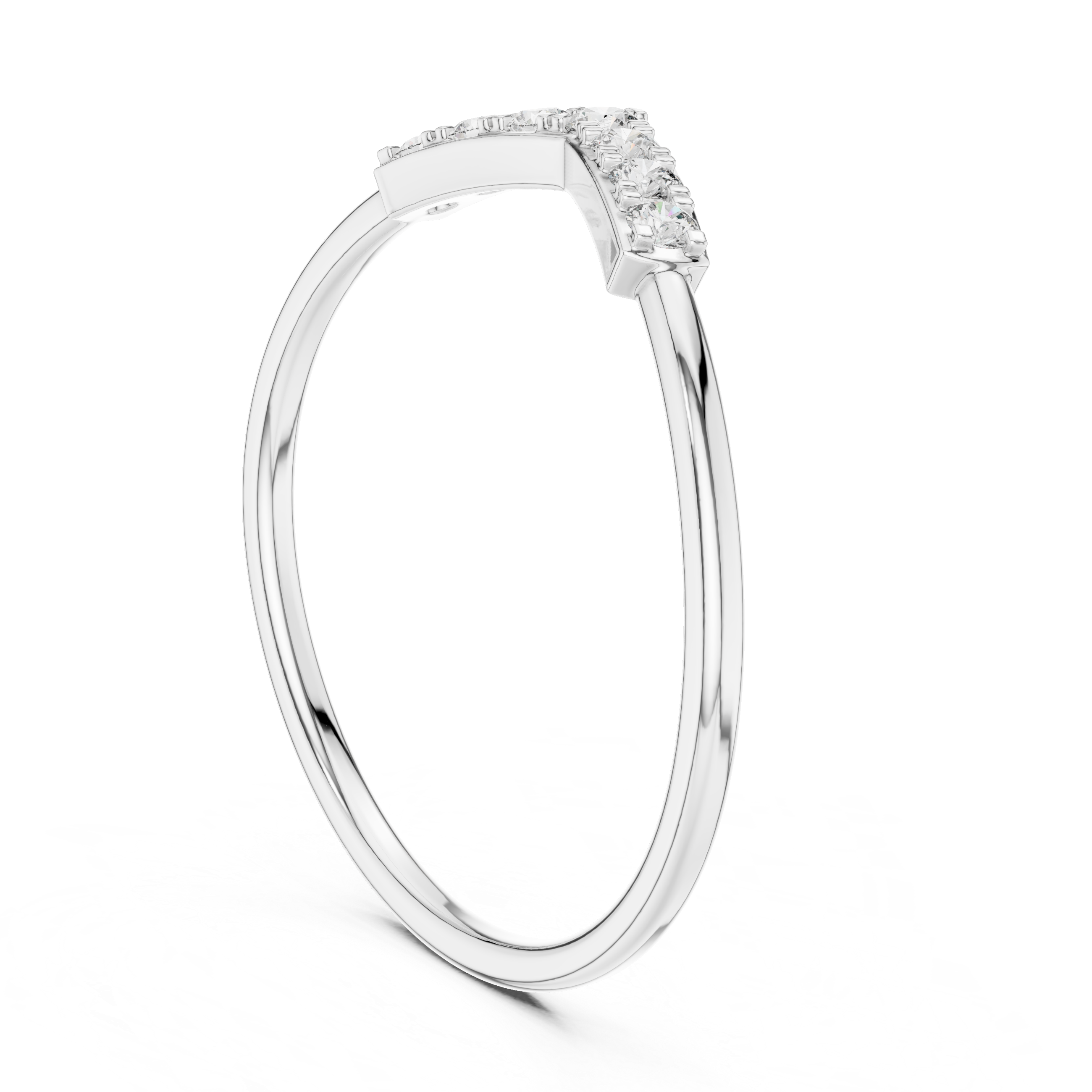 Minimalist Chevron Diamond Ring – Delicate V-Shaped Stackable Wedding Band