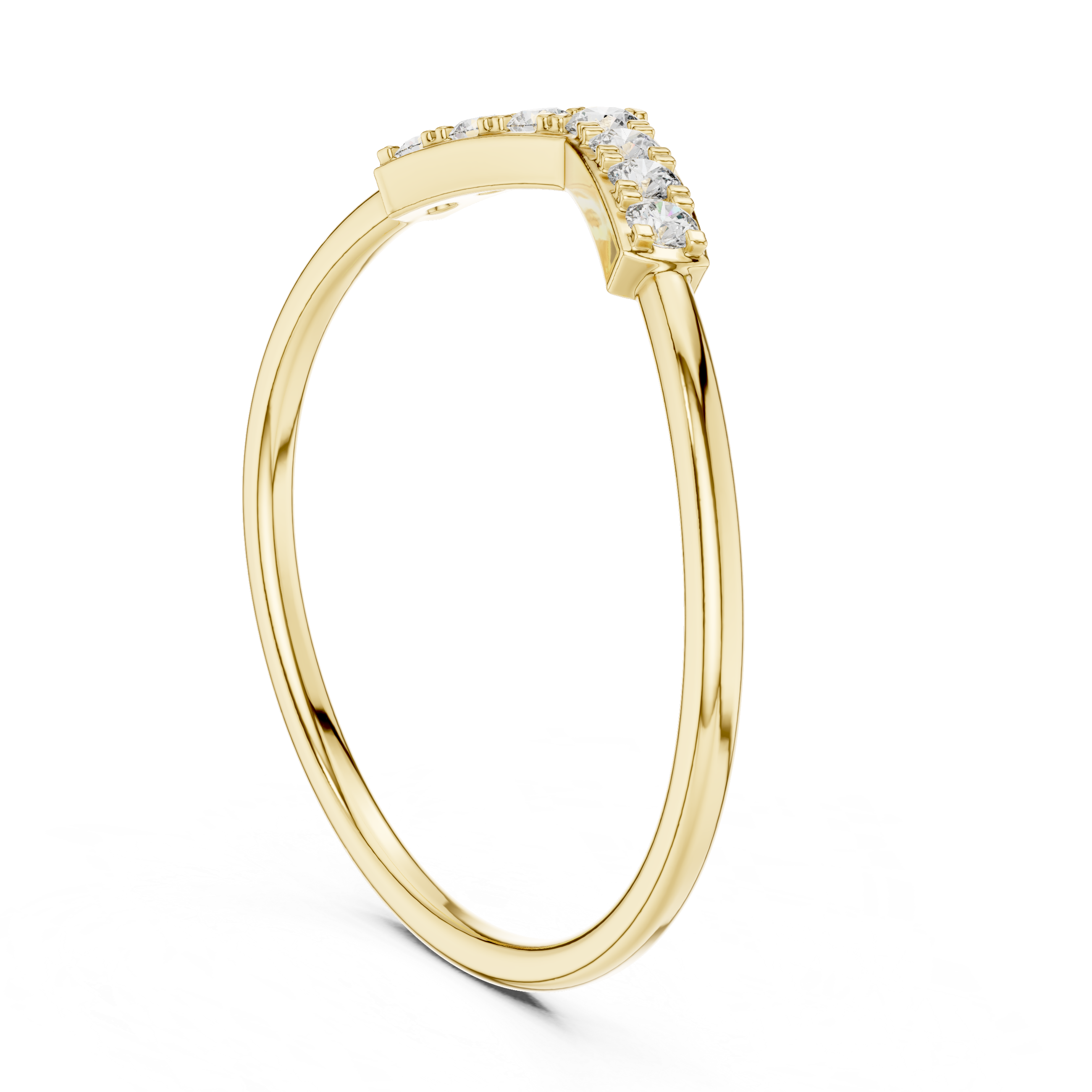 Minimalist Chevron Diamond Ring – Delicate V-Shaped Stackable Wedding Band