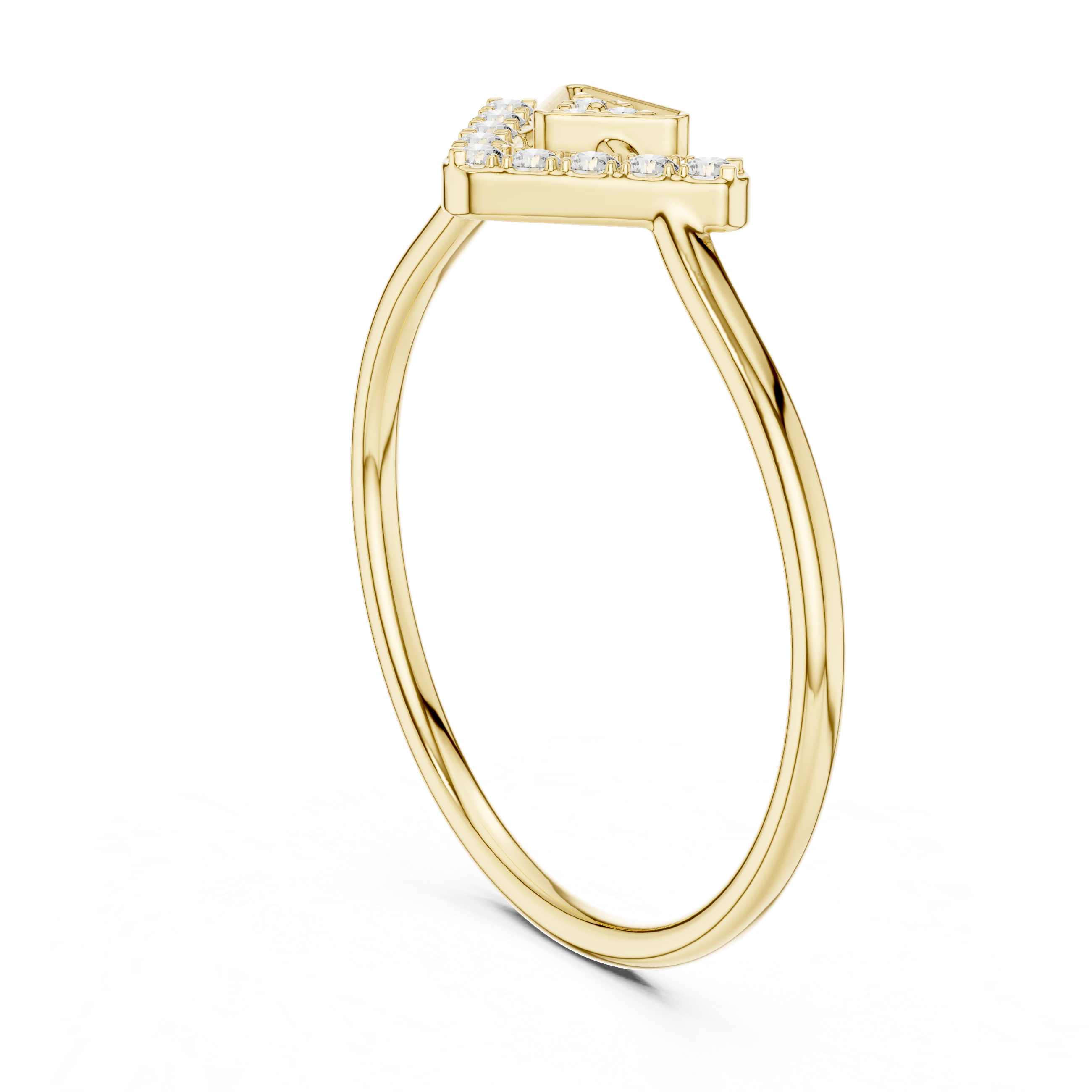 Geometric Chevron Diamond Ring – Minimalist V-Shaped Pavé Band