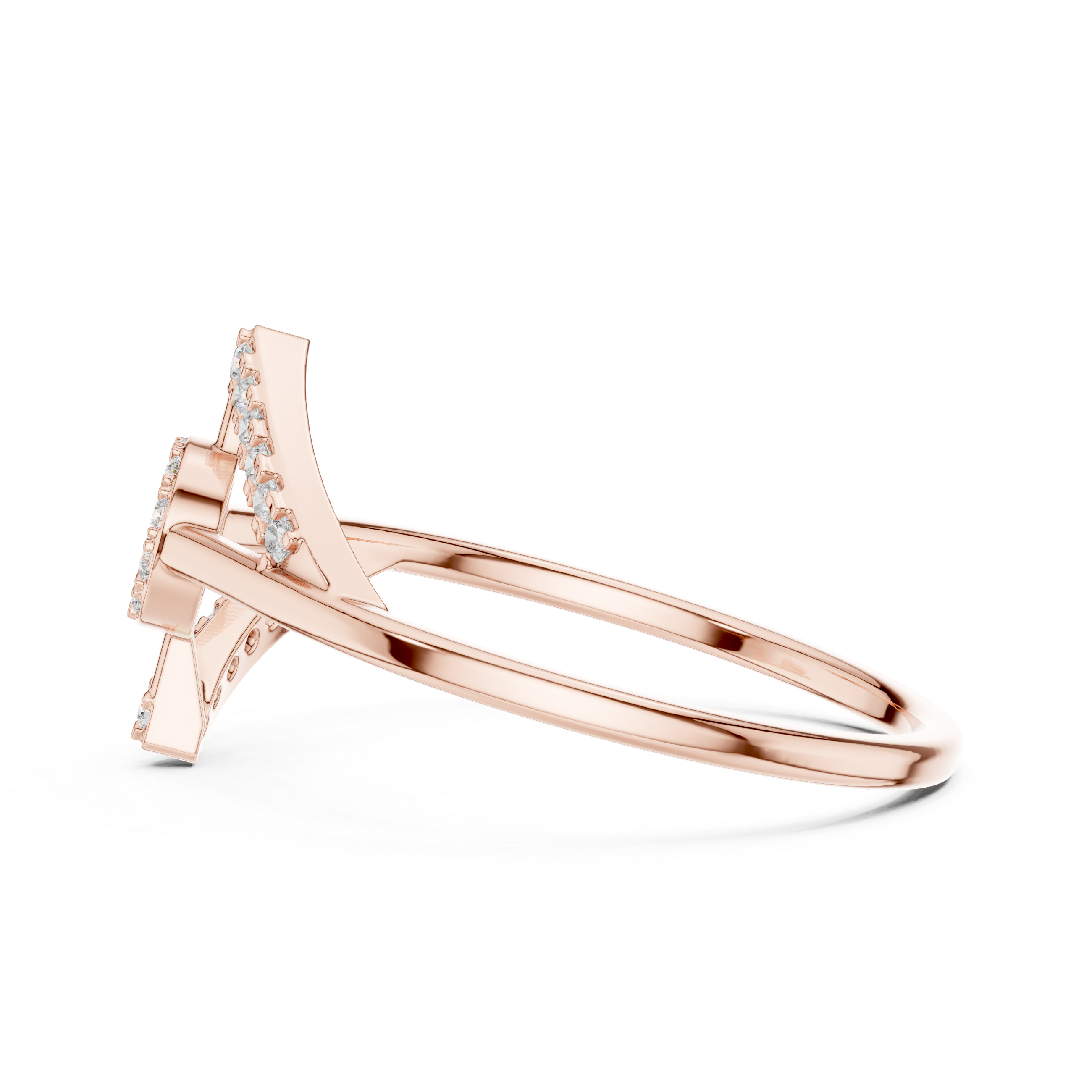 Geometric Open Circle Diamond Ring – Modern Pavé Statement Ring