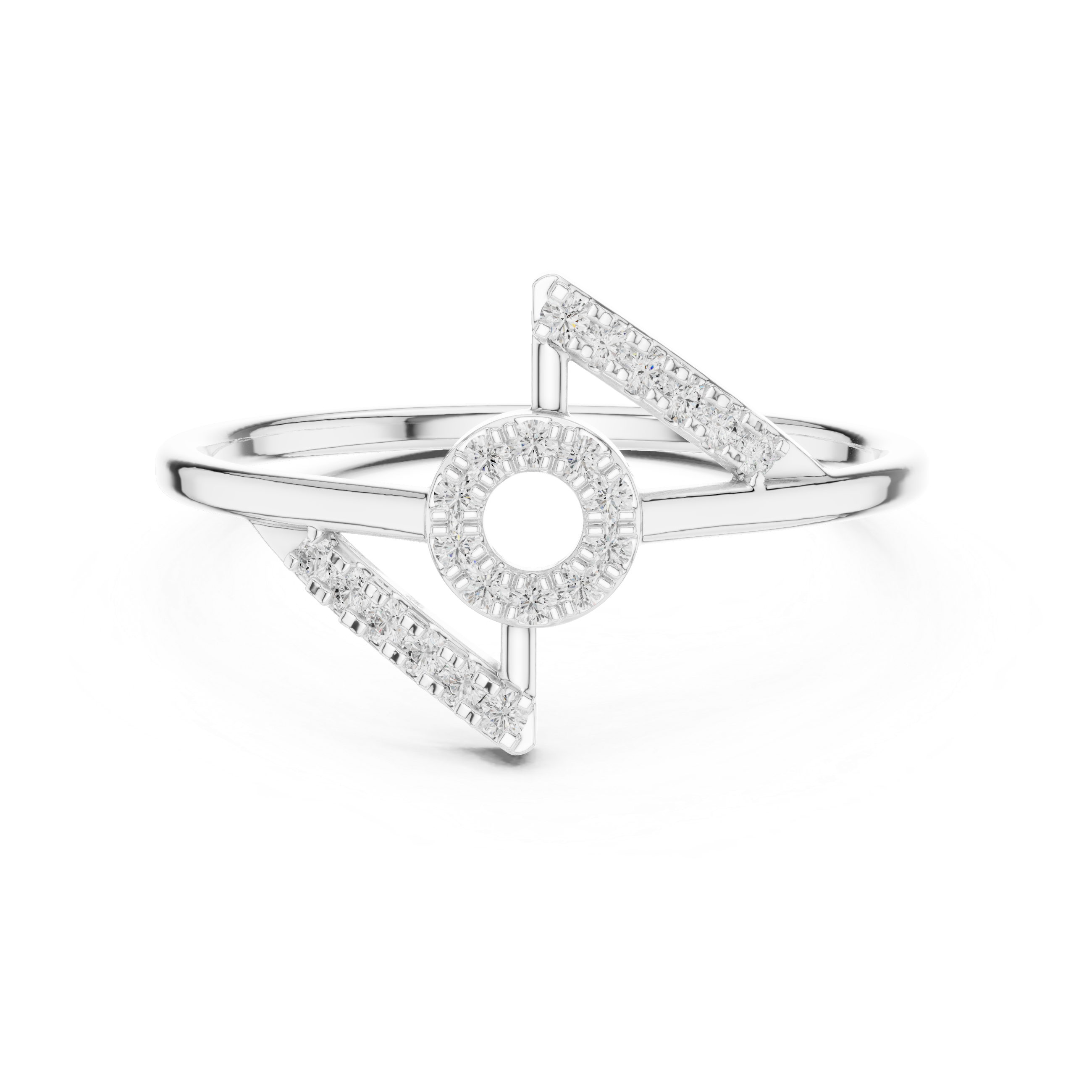 Geometric Open Circle Diamond Ring – Modern Pavé Statement Ring