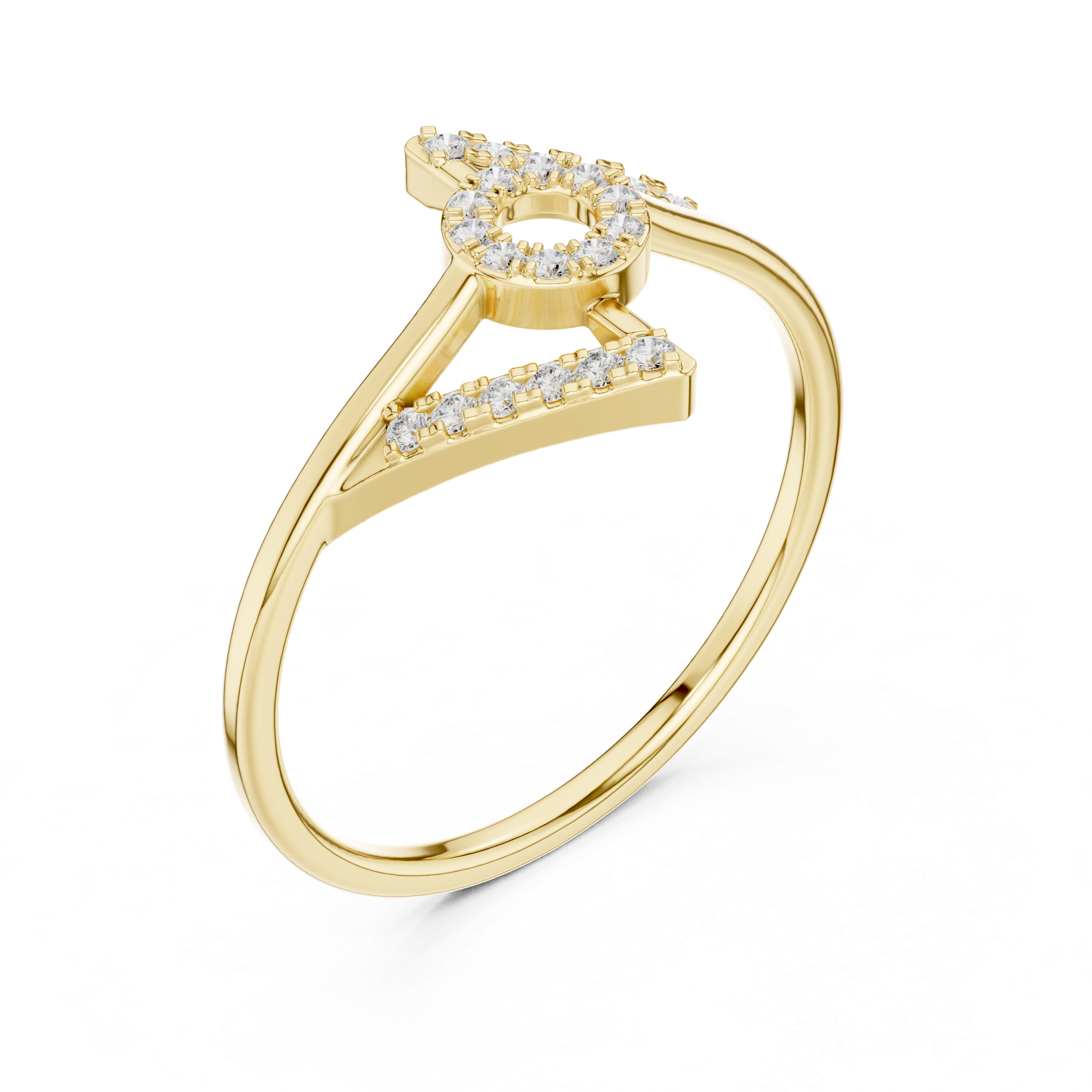 Geometric Open Circle Diamond Ring – Modern Pavé Statement Ring