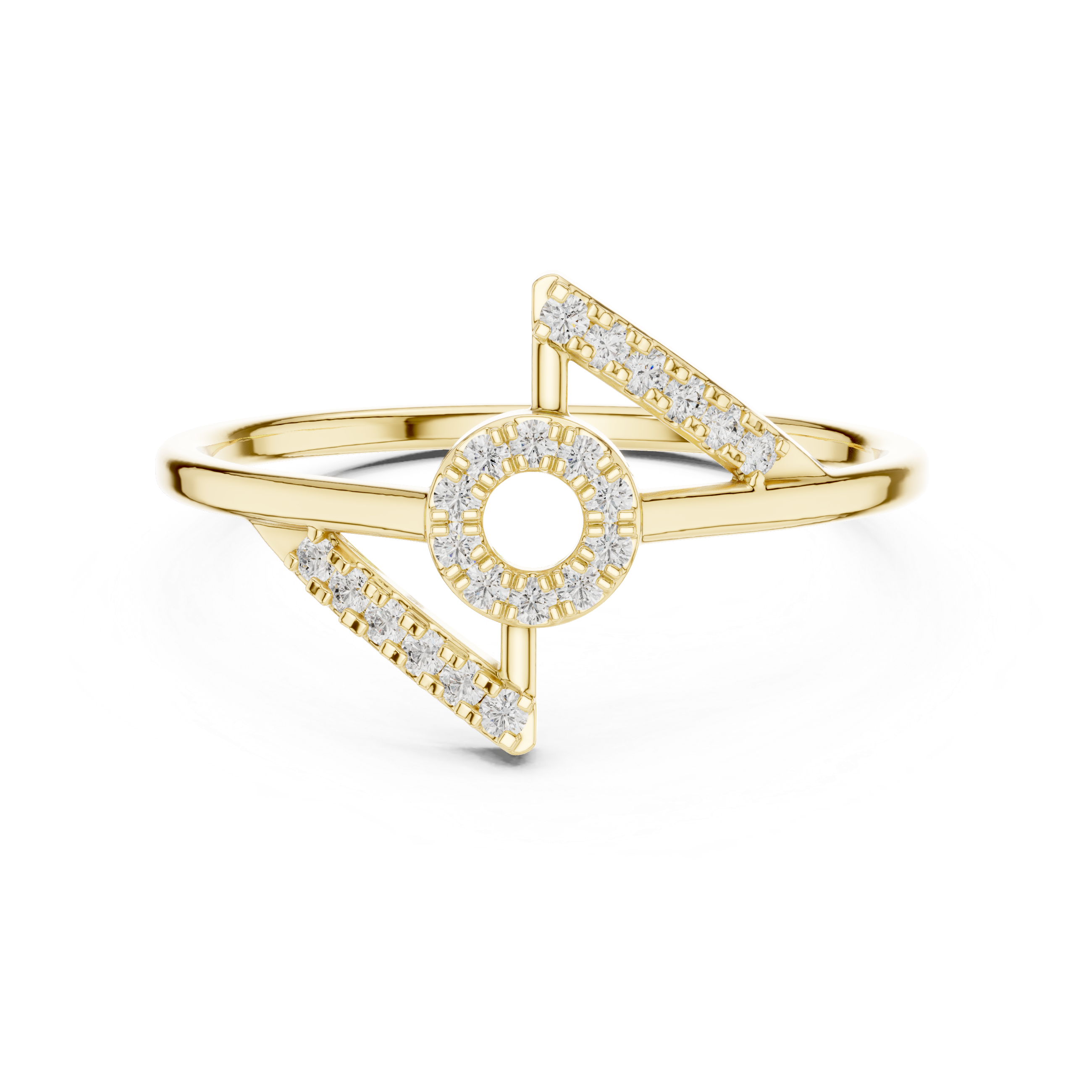 Geometric Open Circle Diamond Ring – Modern Pavé Statement Ring