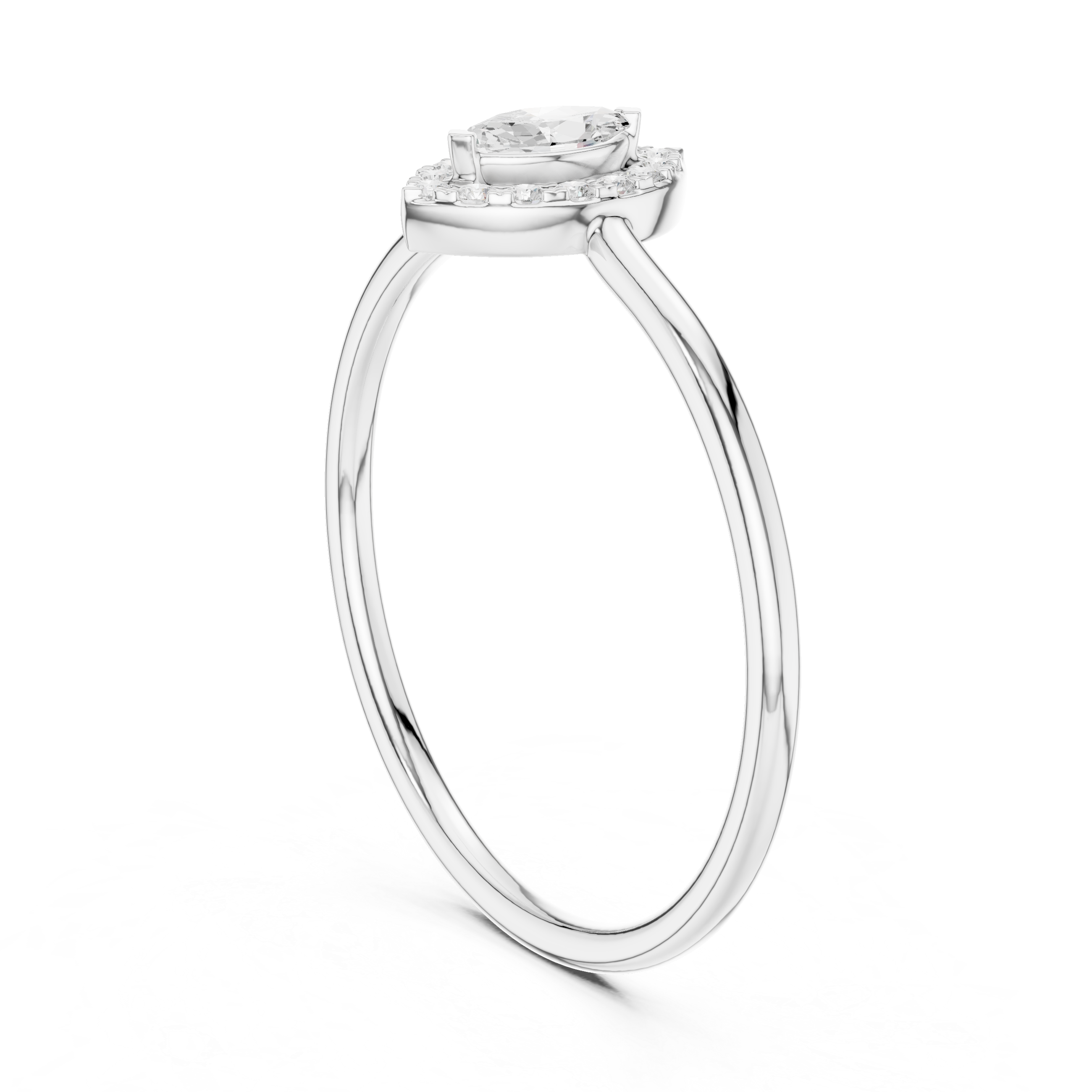 Marquise Halo Solitaire Ring – Minimalist Marquise Diamond Engagement Ring