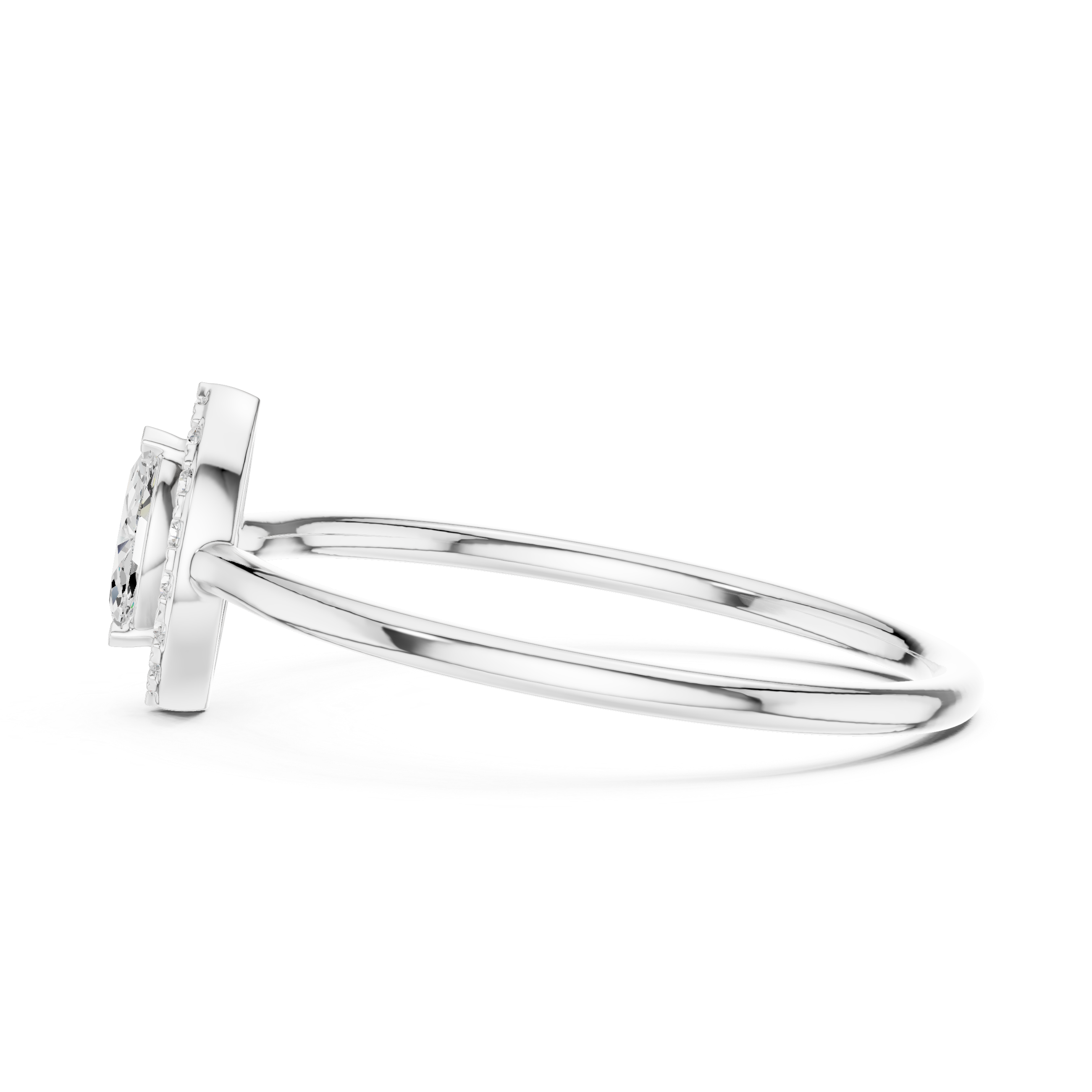 Marquise Halo Solitaire Ring – Minimalist Marquise Diamond Engagement Ring