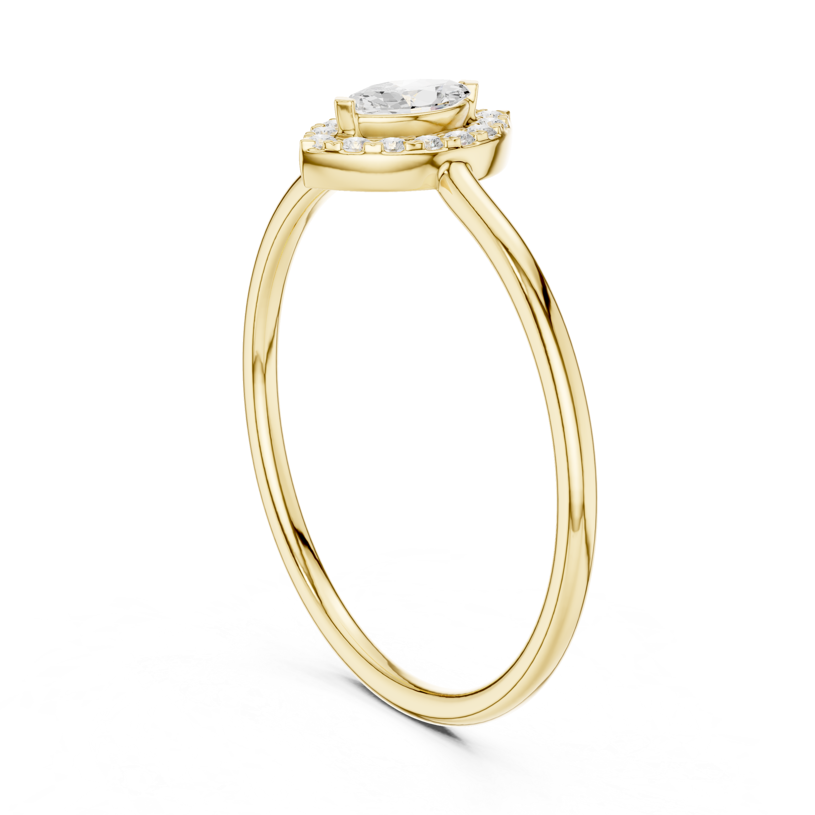 Marquise Halo Solitaire Ring – Minimalist Marquise Diamond Engagement Ring