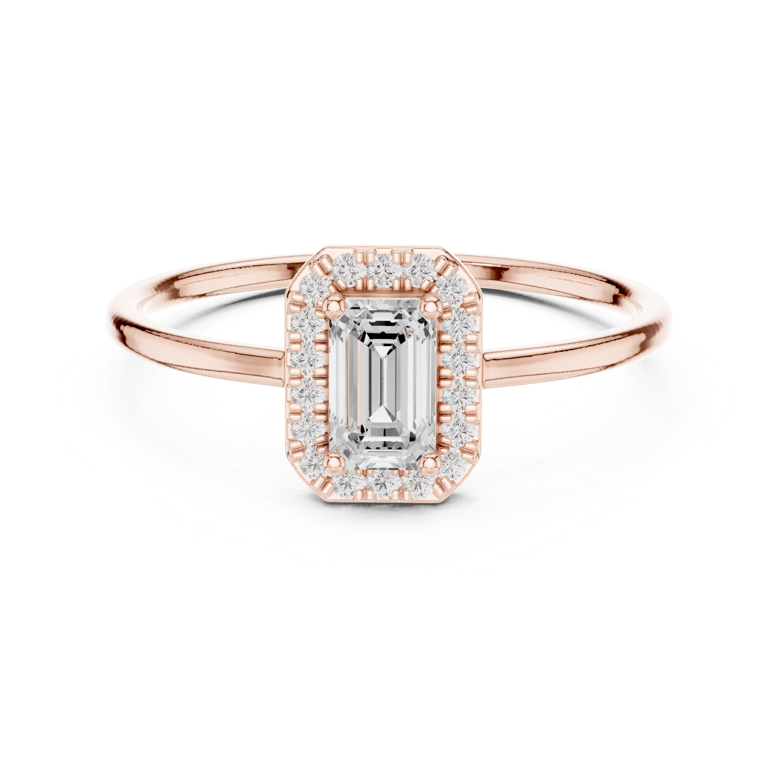 Emerald Cut Halo Engagement Ring – Rectangular Diamond Halo Solitaire Ring